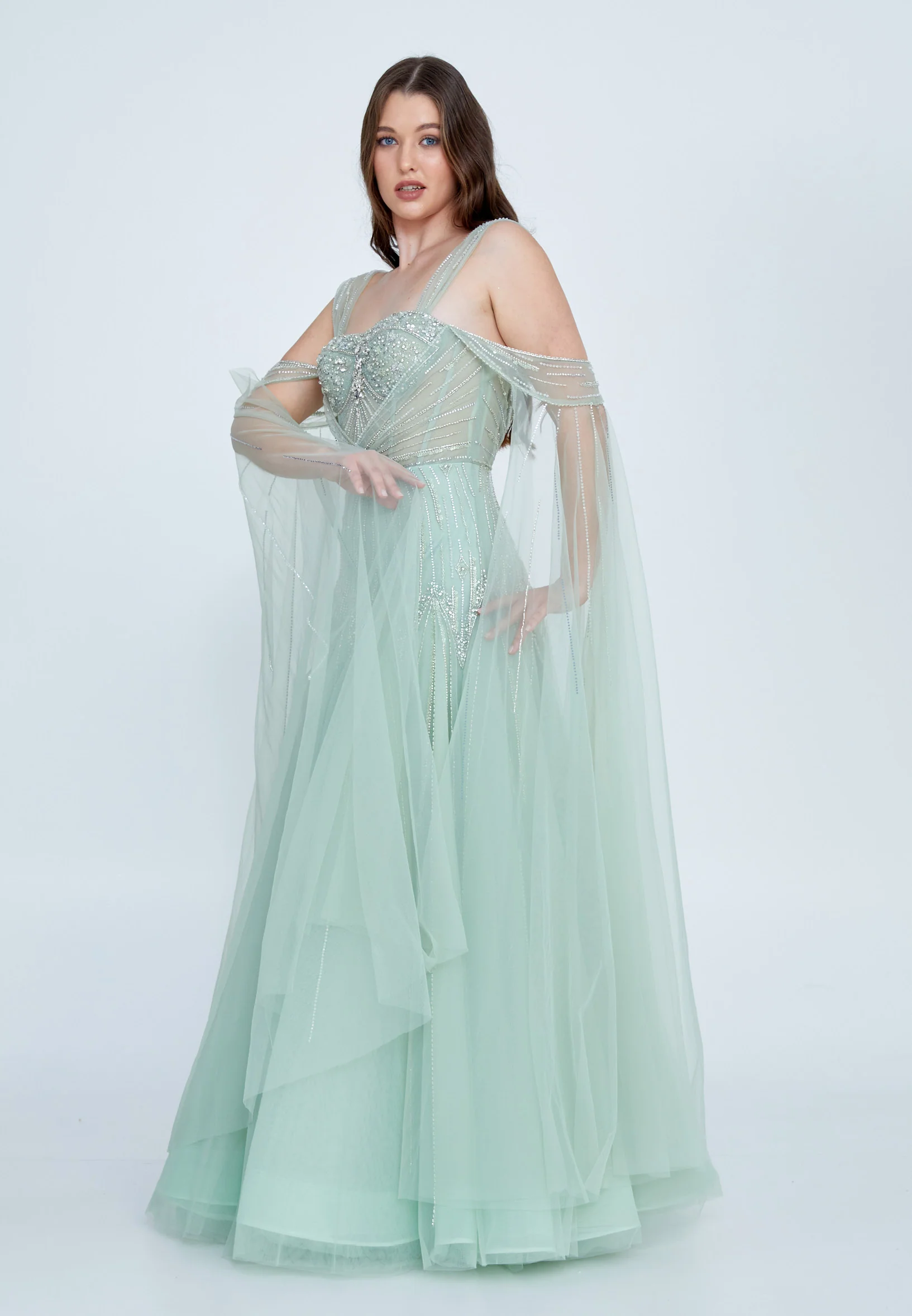Off Shoulder Maxi Tulle A - Line Regular Prom Dress mti0705 - Image 7