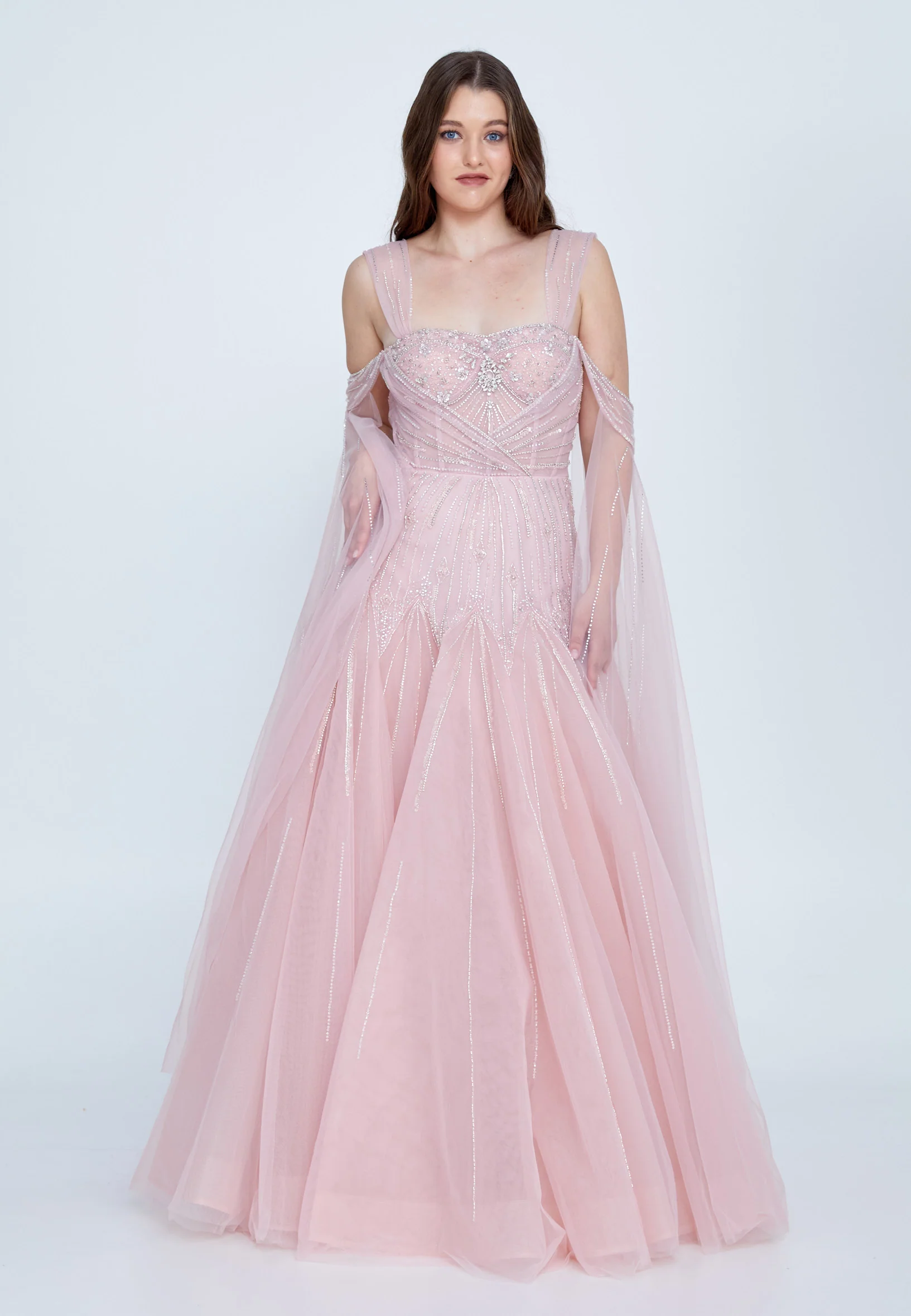 Off Shoulder Maxi Tulle A - Line Regular Prom Dress mti0705 - Image 9