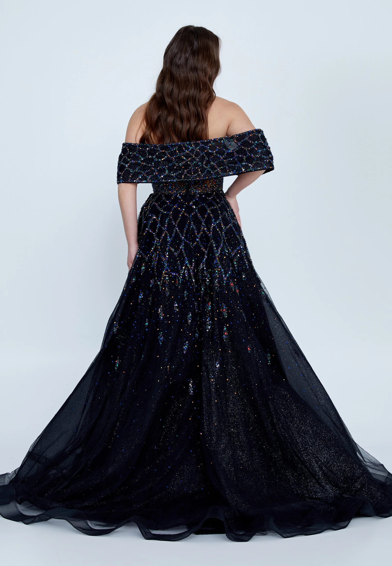 Off Shoulder Maxi Tulle A - Line Regular Prom Dress mti0710 - Image 6