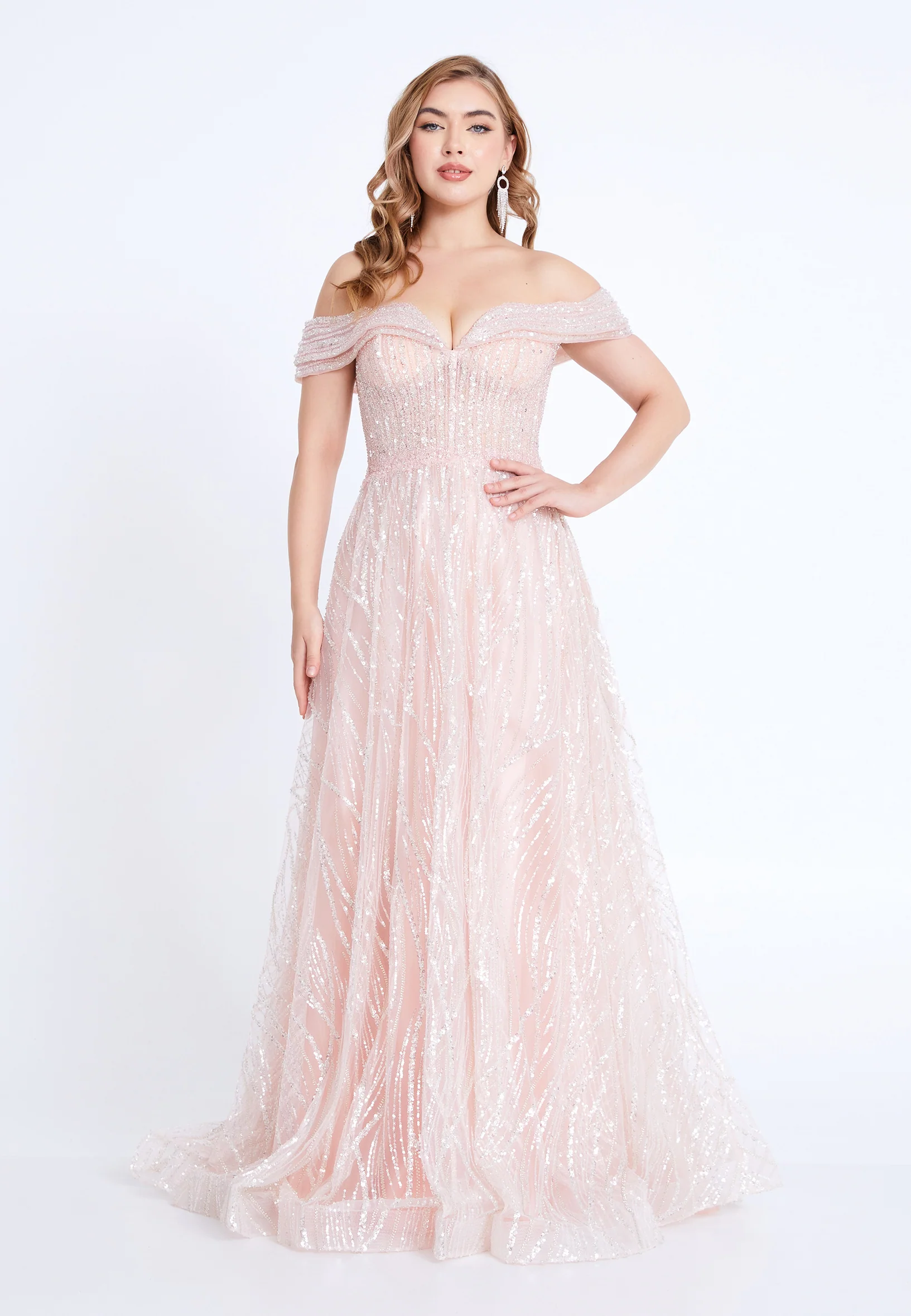 Off Shoulder Maxi Tulle A - Line Regular Prom Dress mti1040 - Image 5