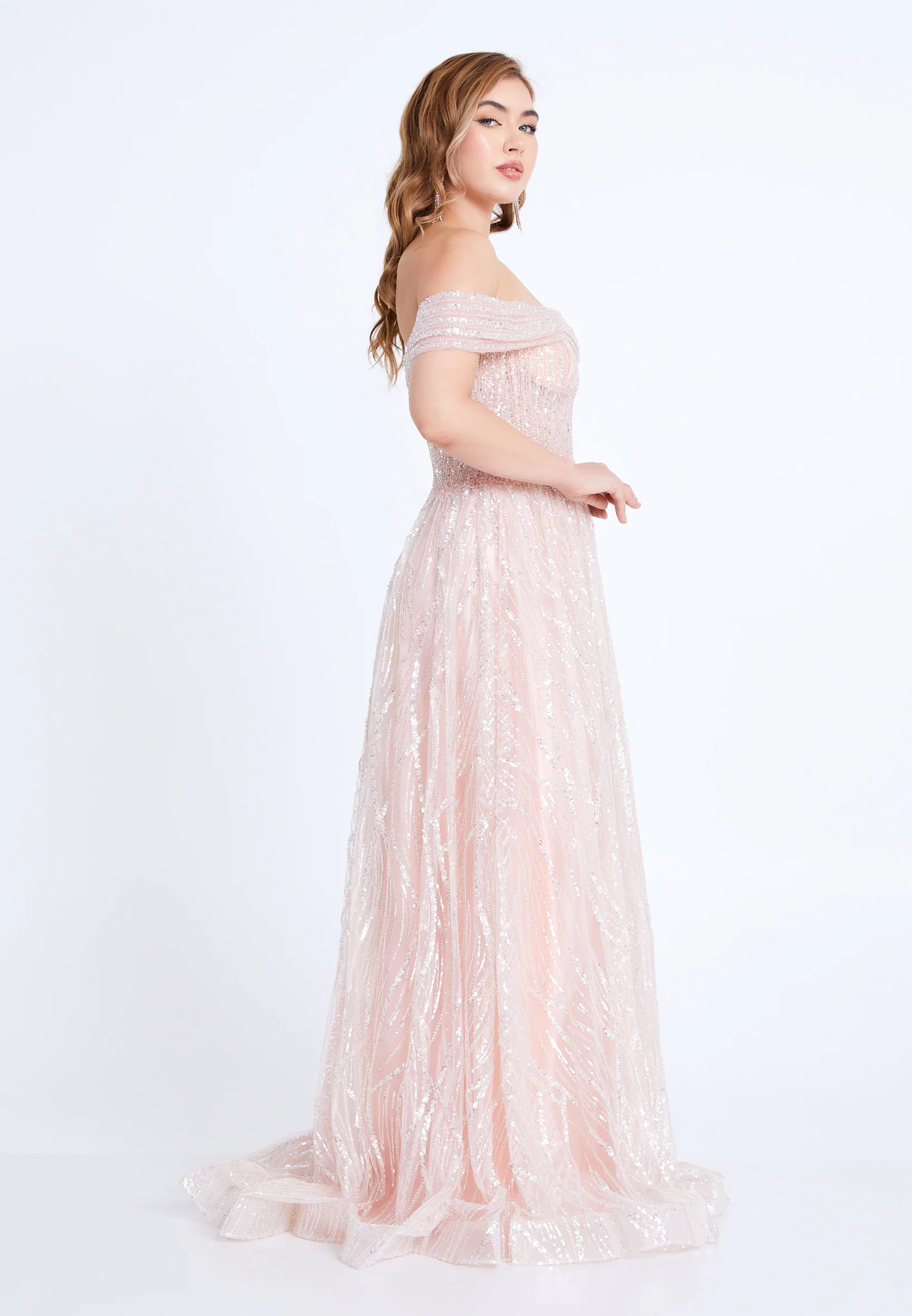 Off Shoulder Maxi Tulle A - Line Regular Prom Dress mti1040 - Image 7