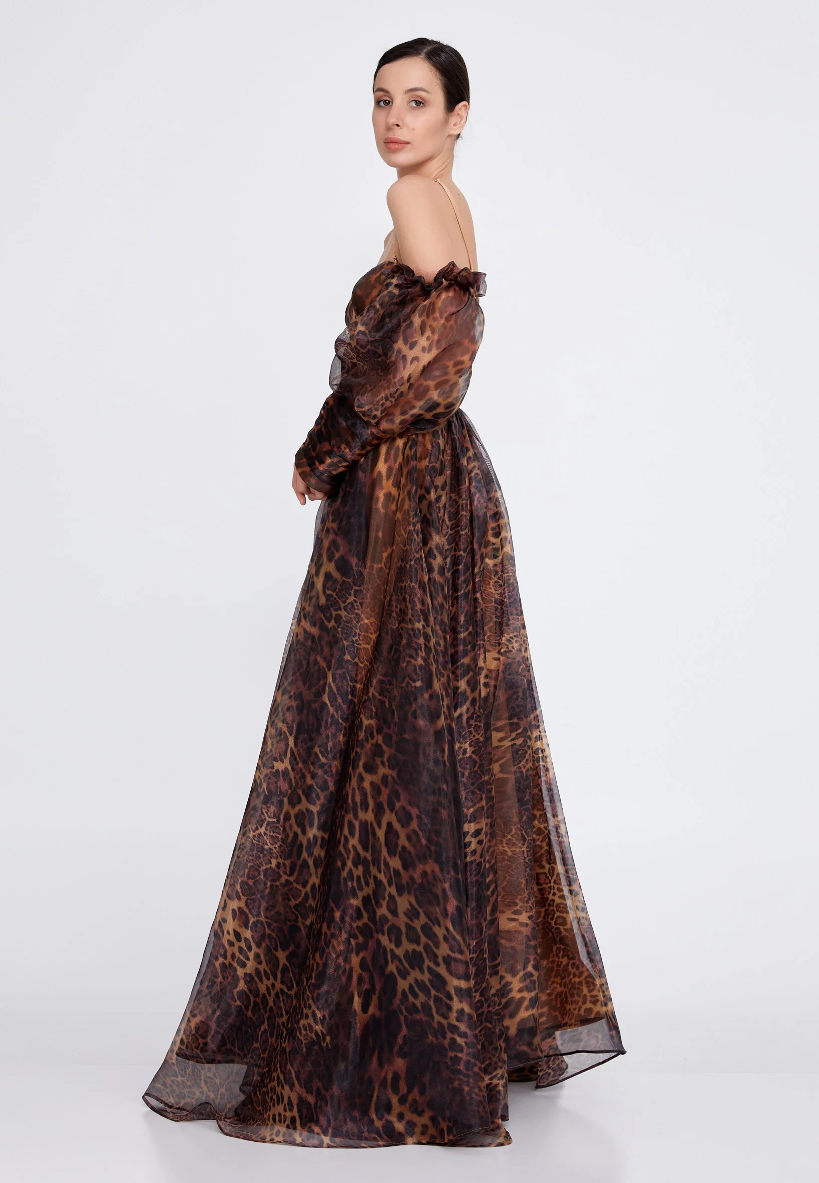 Off Shoulder Maxi Tulle A - Line Regular Prom Dress mtn2205 - Image 3