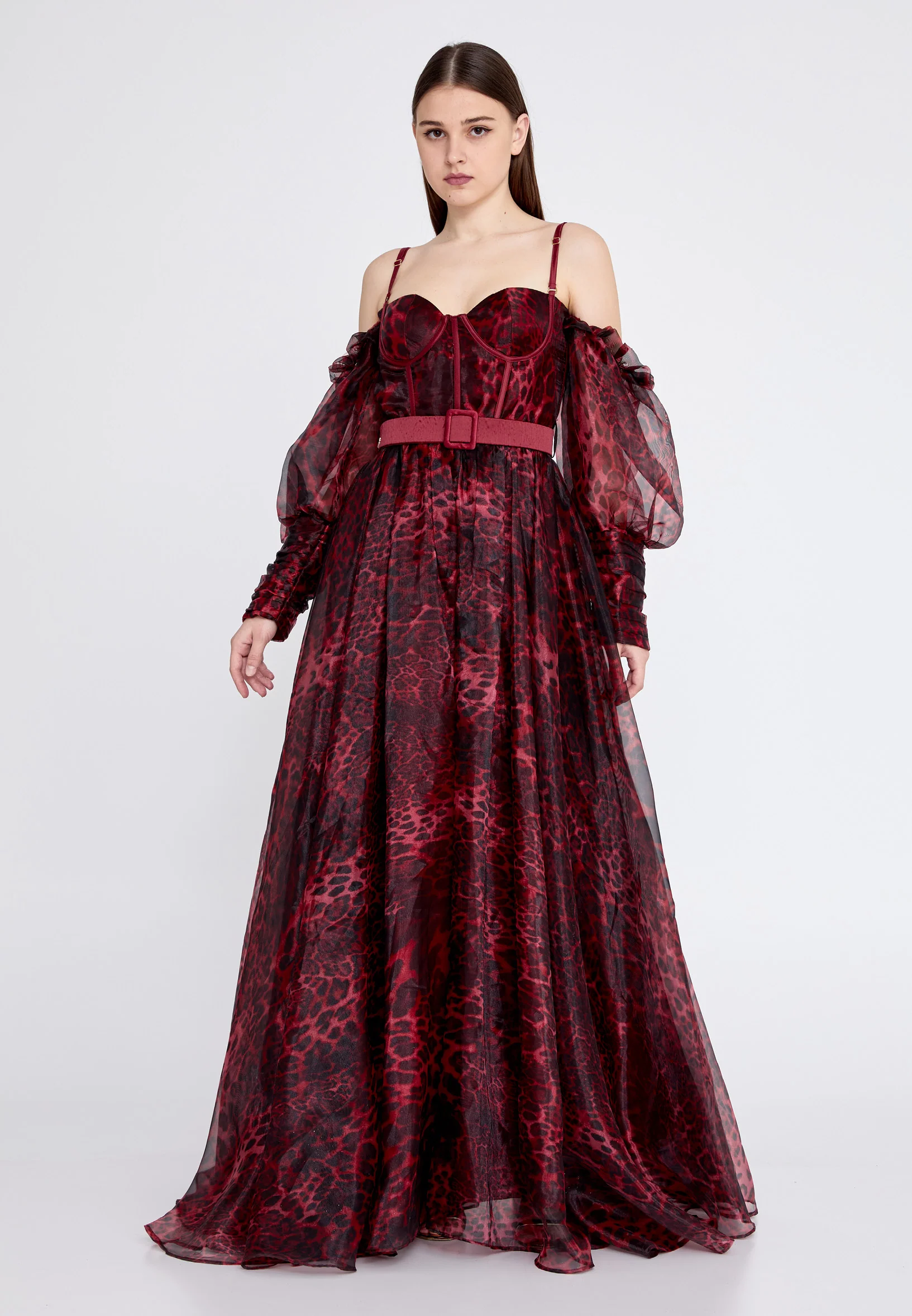 Off Shoulder Maxi Tulle A - Line Regular Prom Dress mtn2205 - Image 5