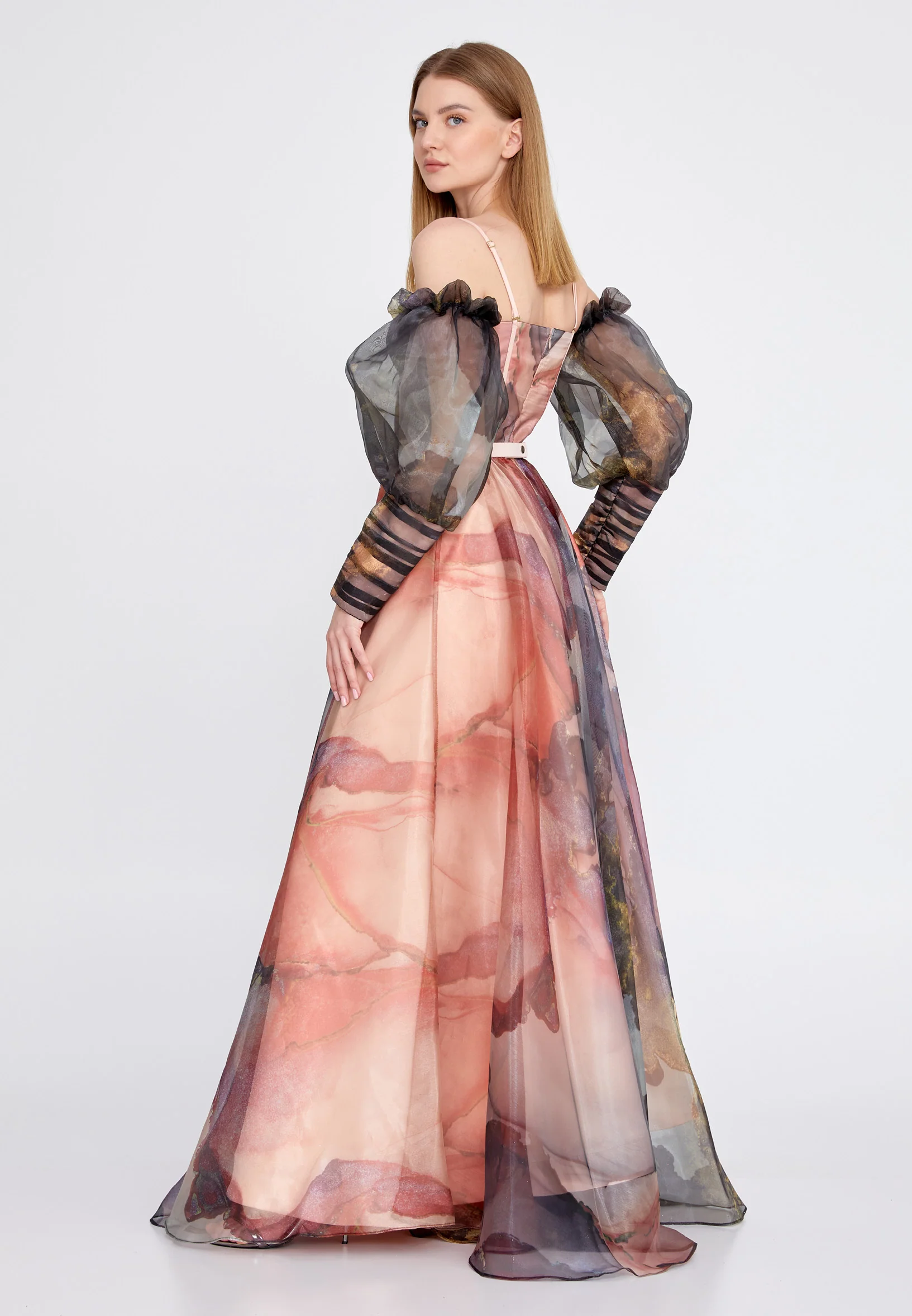 Off Shoulder Maxi Tulle A - Line Regular Prom Dress mtn2278 - Image 10