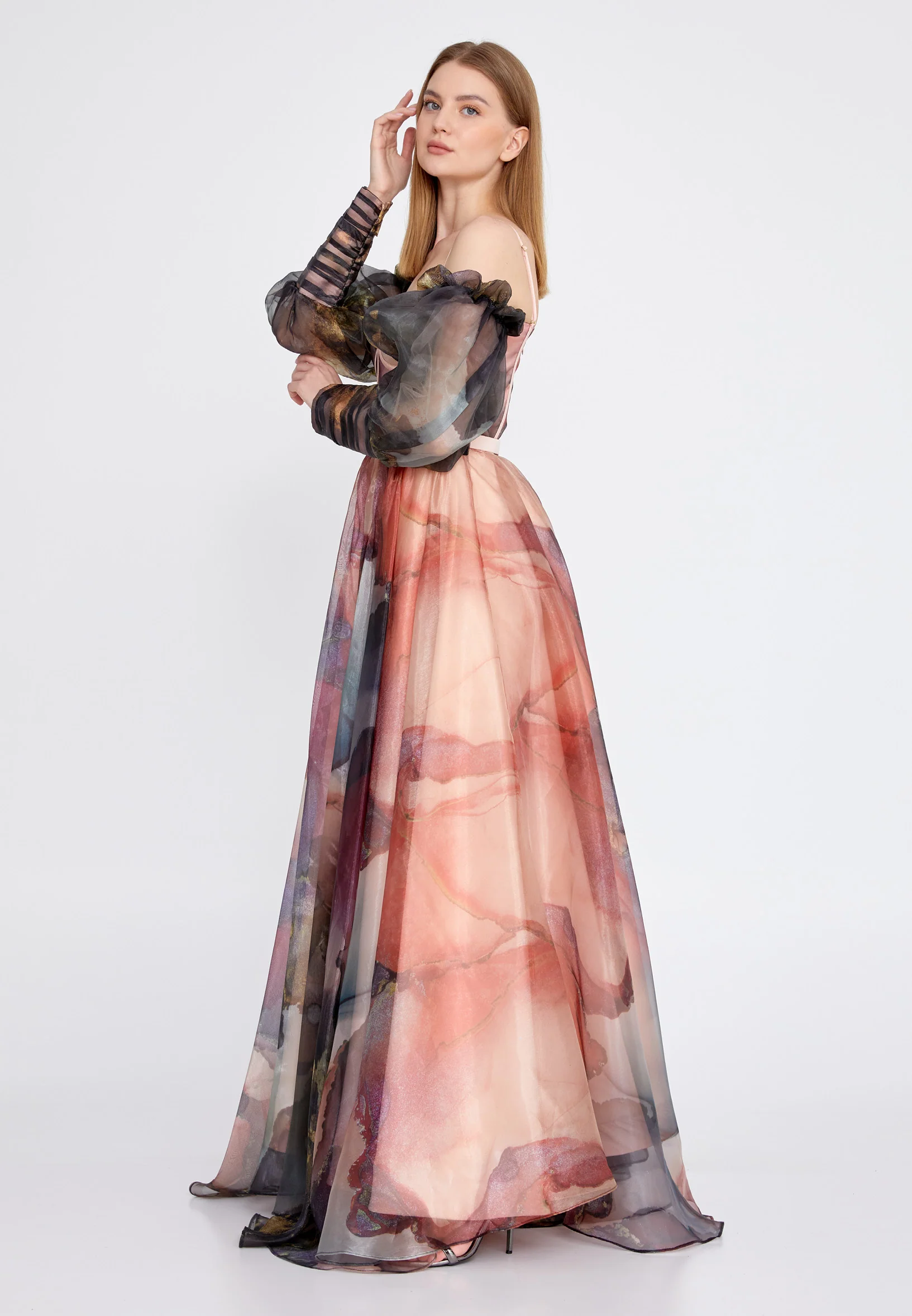 Off Shoulder Maxi Tulle A - Line Regular Prom Dress mtn2278 - Image 11
