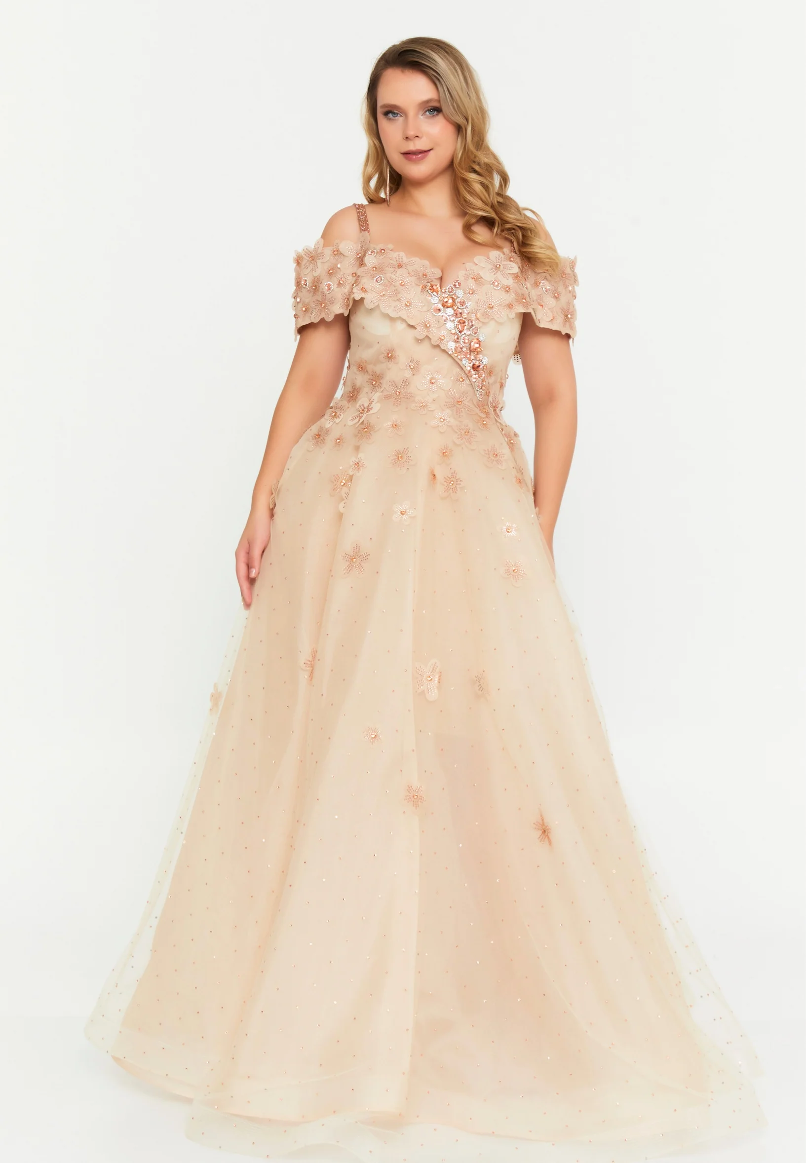 Off Shoulder Maxi Tulle A - Line Regular Prom Dress mtn88172