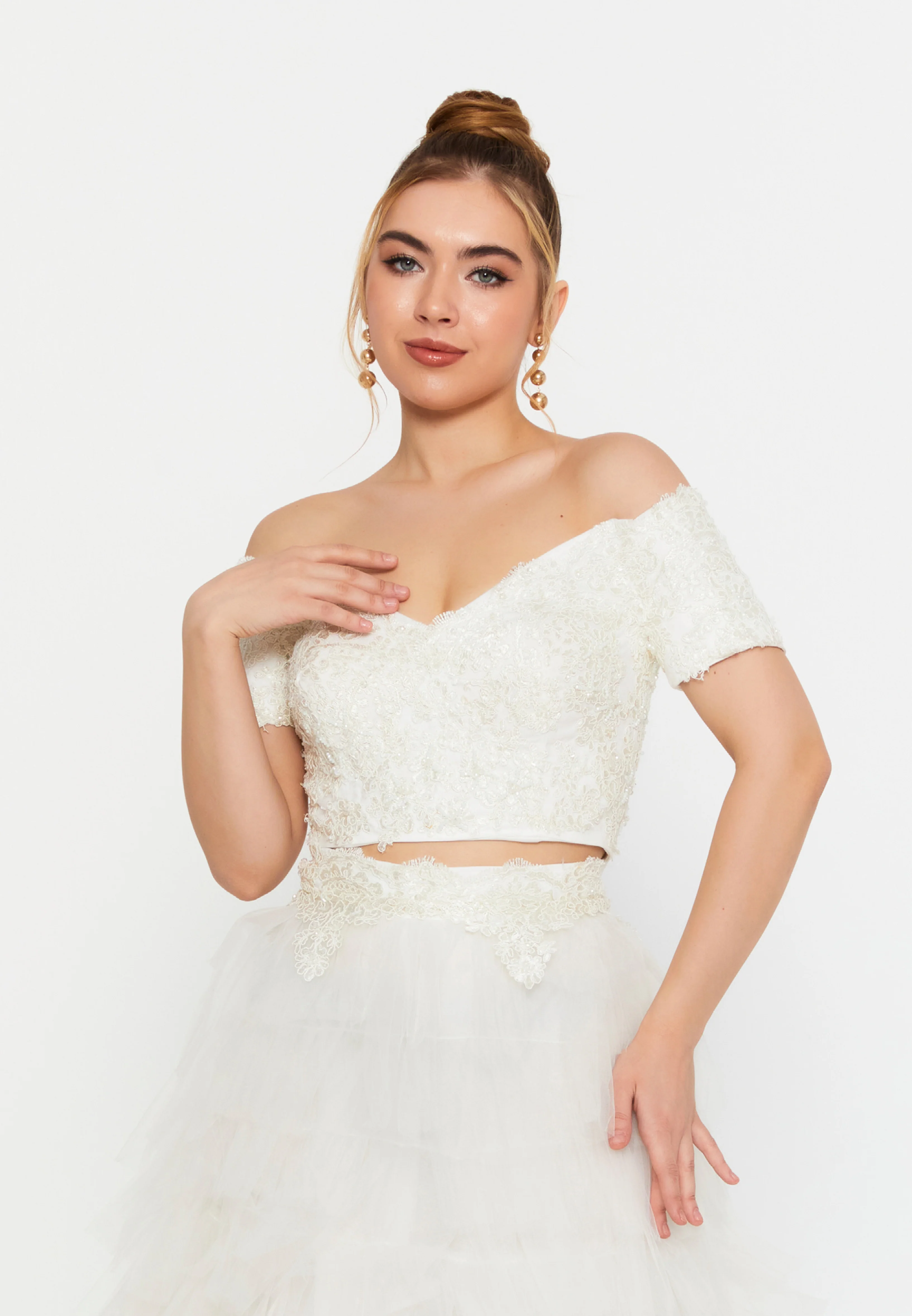 Off Shoulder Maxi Tulle A - Line Regular Prom Dress oli00547 - Image 4
