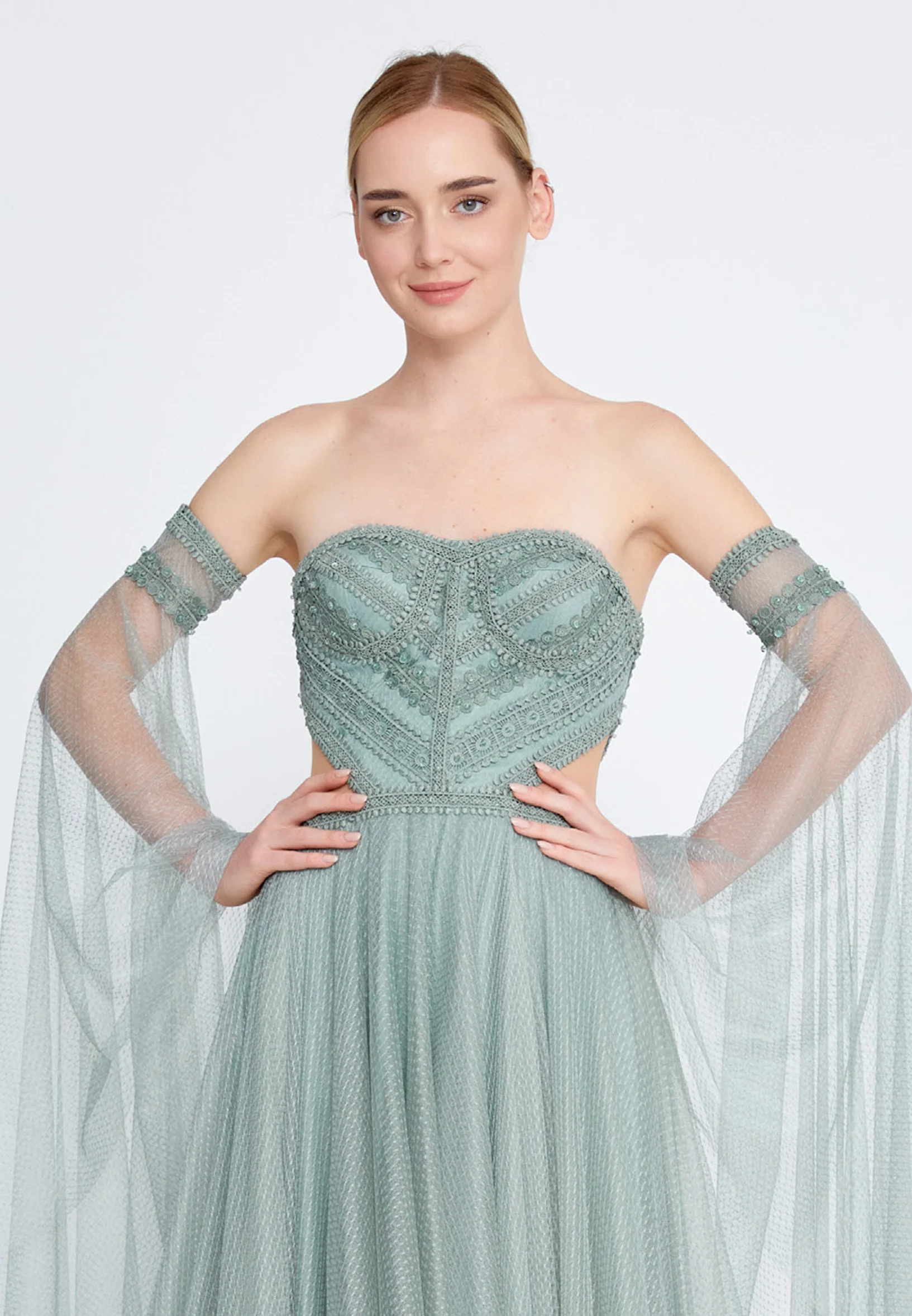 Off Shoulder Maxi Tulle A - Line Regular Prom Dress omn358 - Image 28