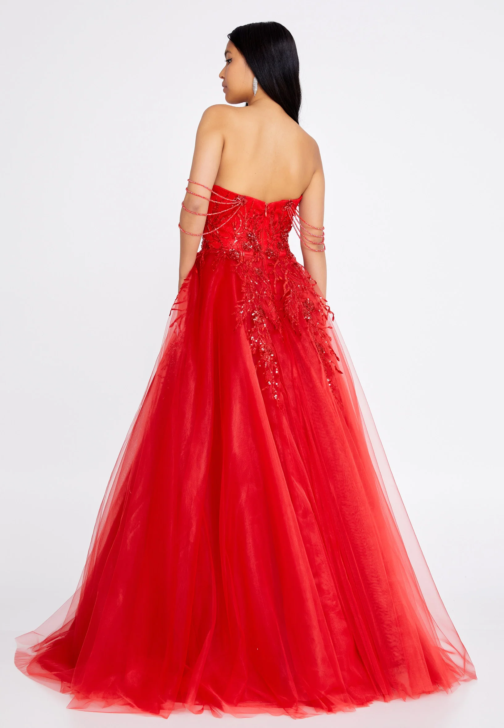 Off Shoulder Maxi Tulle A - Line Regular Prom Dress omn471 - Image 10