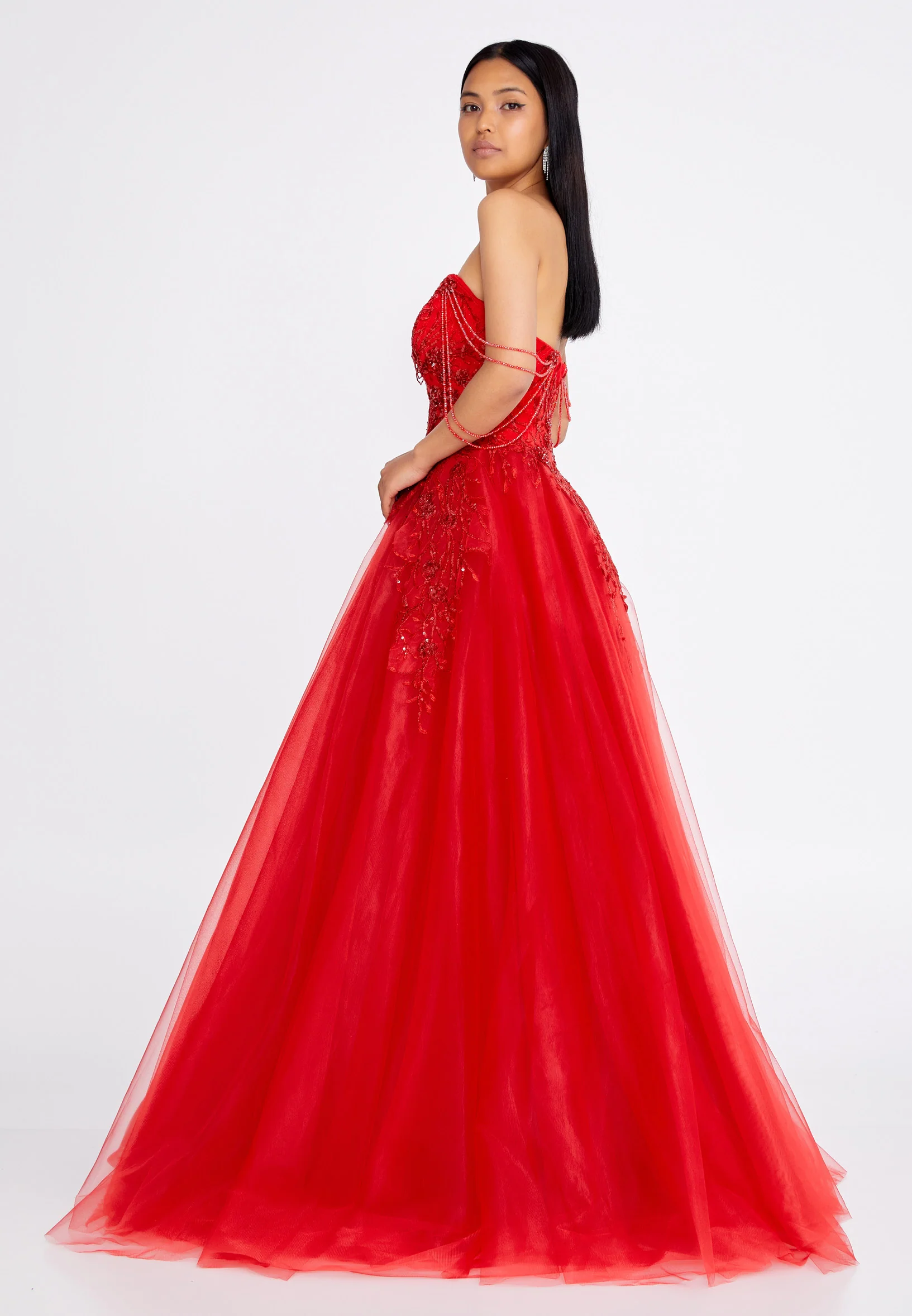 Off Shoulder Maxi Tulle A - Line Regular Prom Dress omn471 - Image 19
