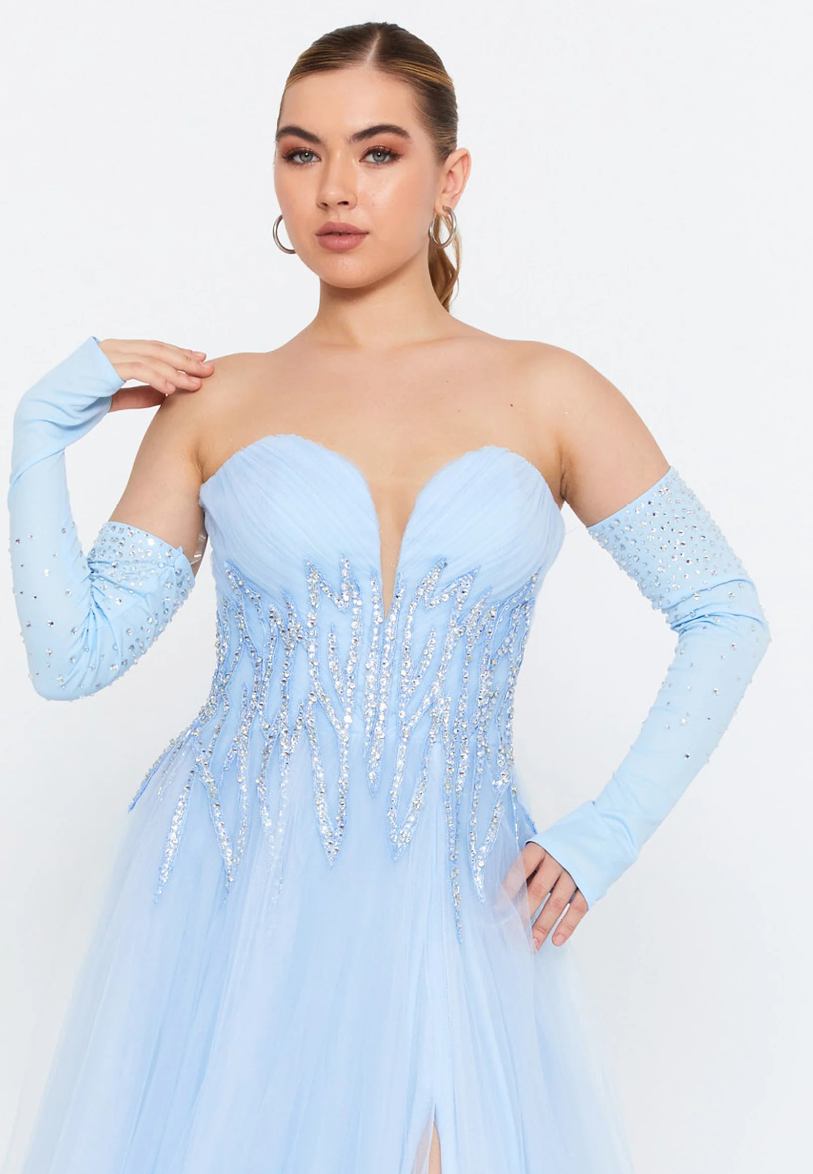 Off Shoulder Maxi Tulle A - Line Regular Prom Dress omn601 - Image 4