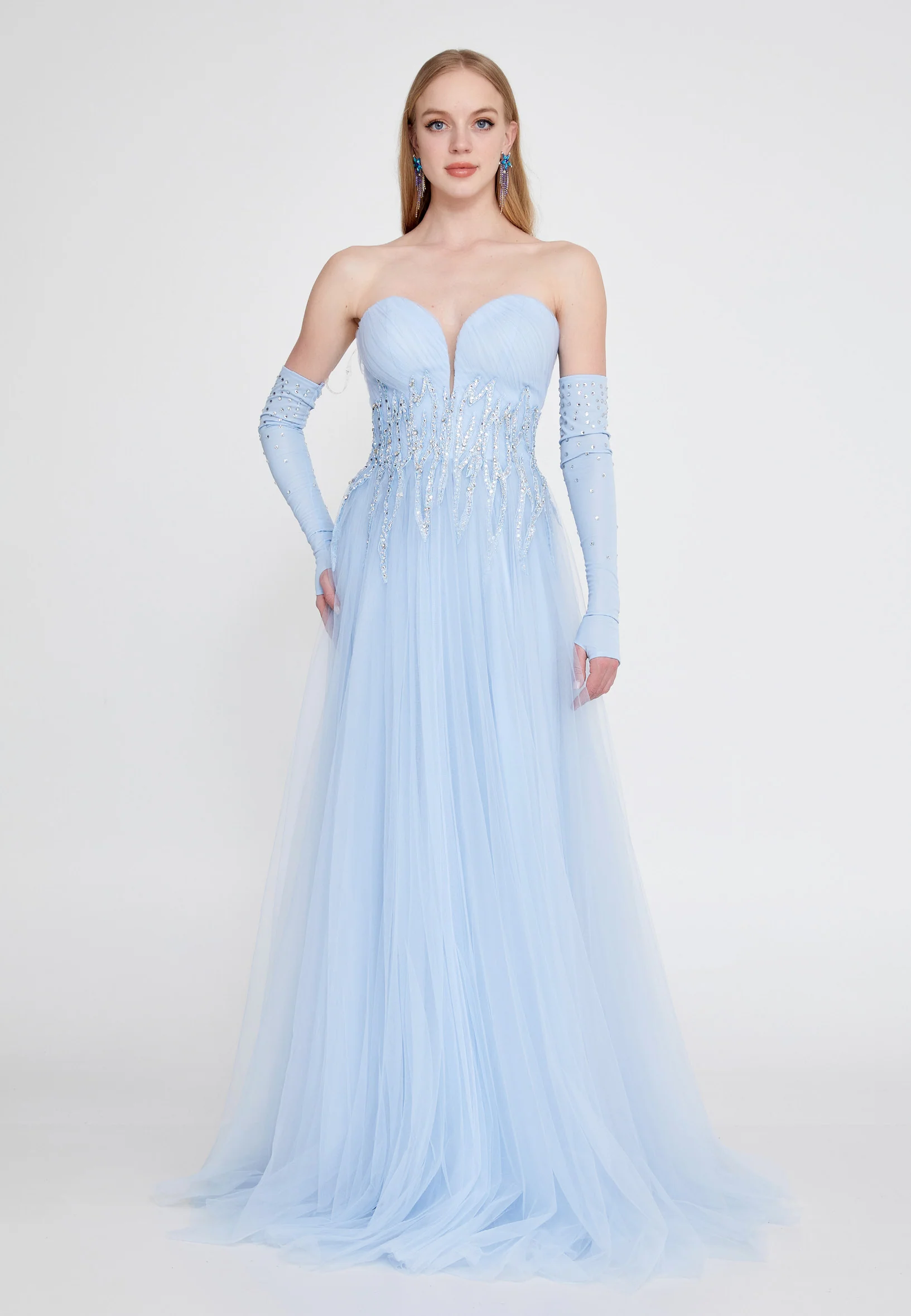 Off Shoulder Maxi Tulle A - Line Regular Prom Dress omn601 - Image 5