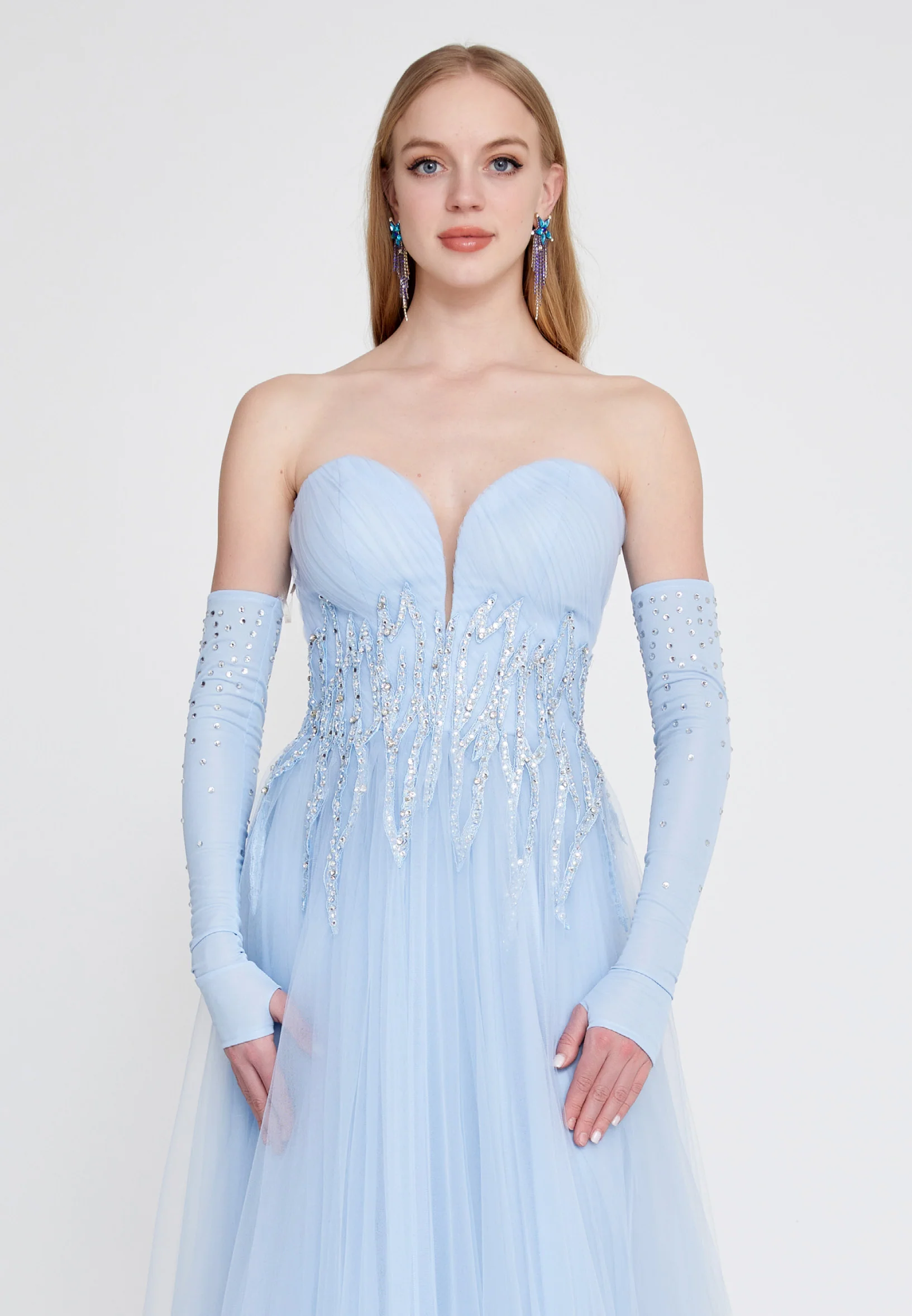 Off Shoulder Maxi Tulle A - Line Regular Prom Dress omn601 - Image 9