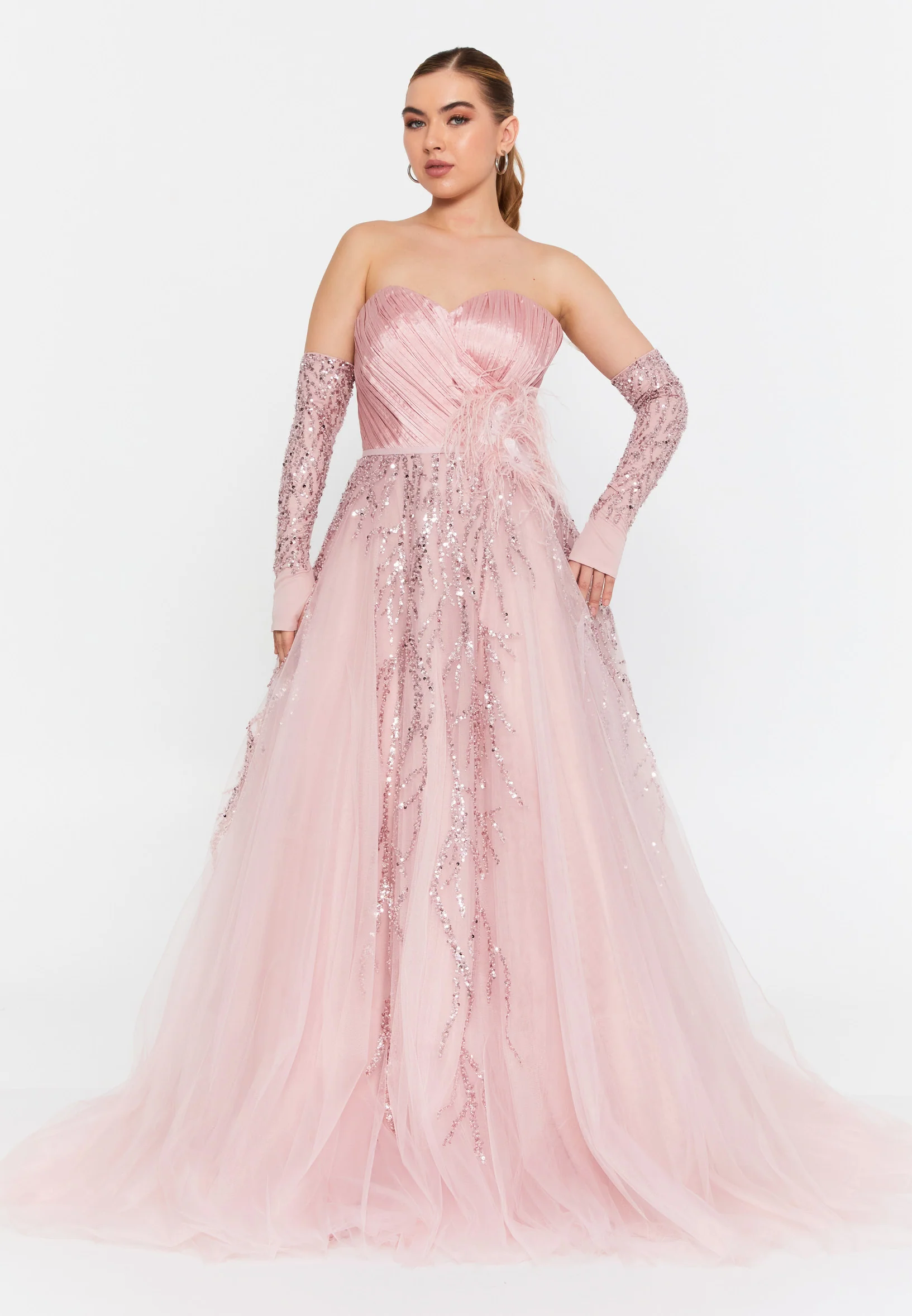 Off Shoulder Maxi Tulle A - Line Regular Prom Dress omn602 - Image 5