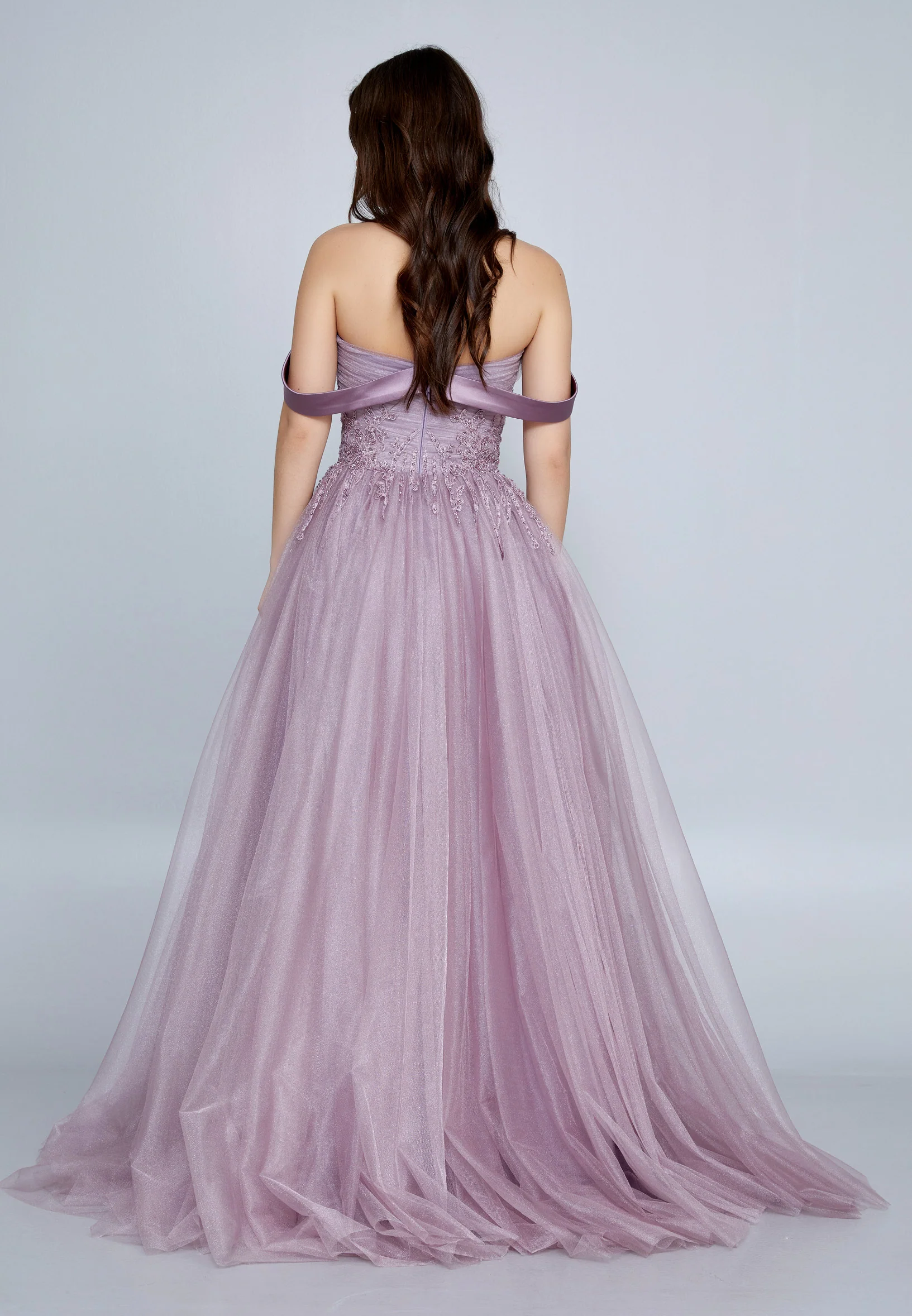 Off Shoulder Maxi Tulle A - Line Regular Prom Dress omn620 - Image 2