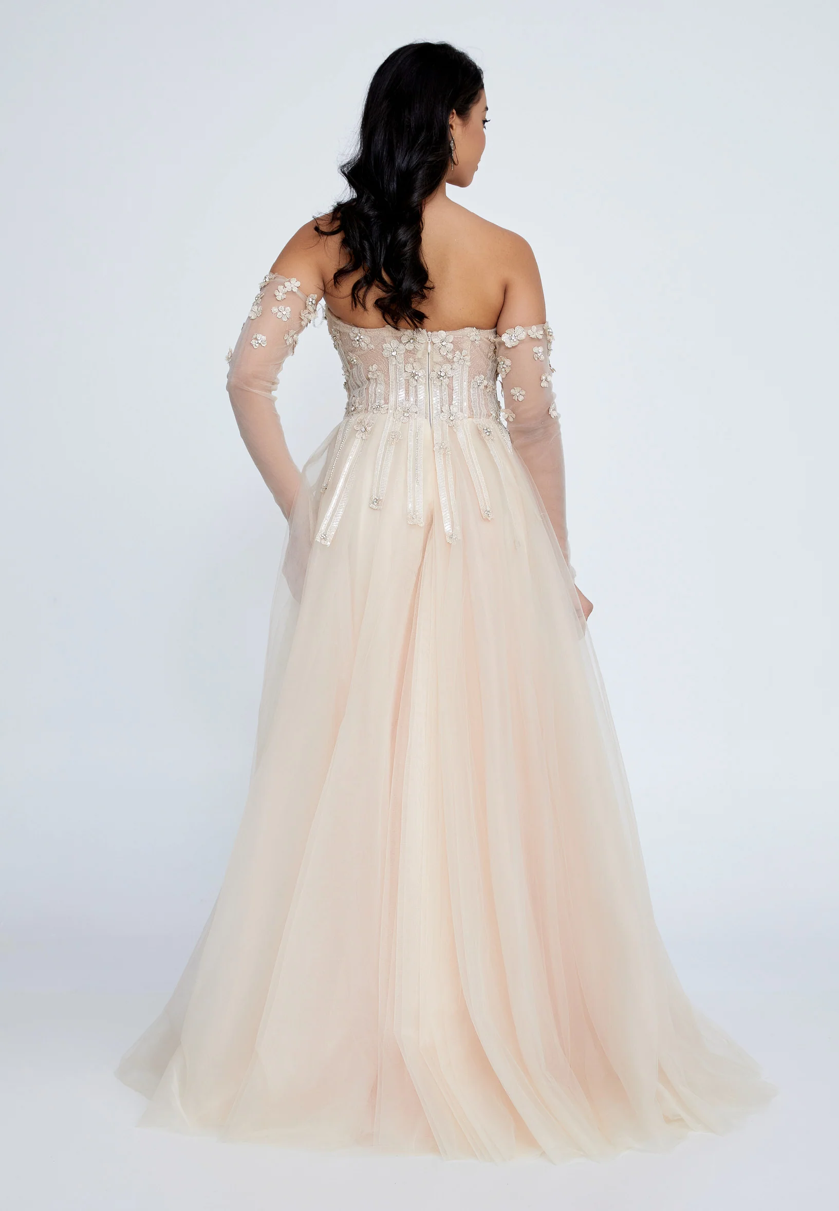Off Shoulder Maxi Tulle A - Line Regular Prom Dress omn660 - Image 3