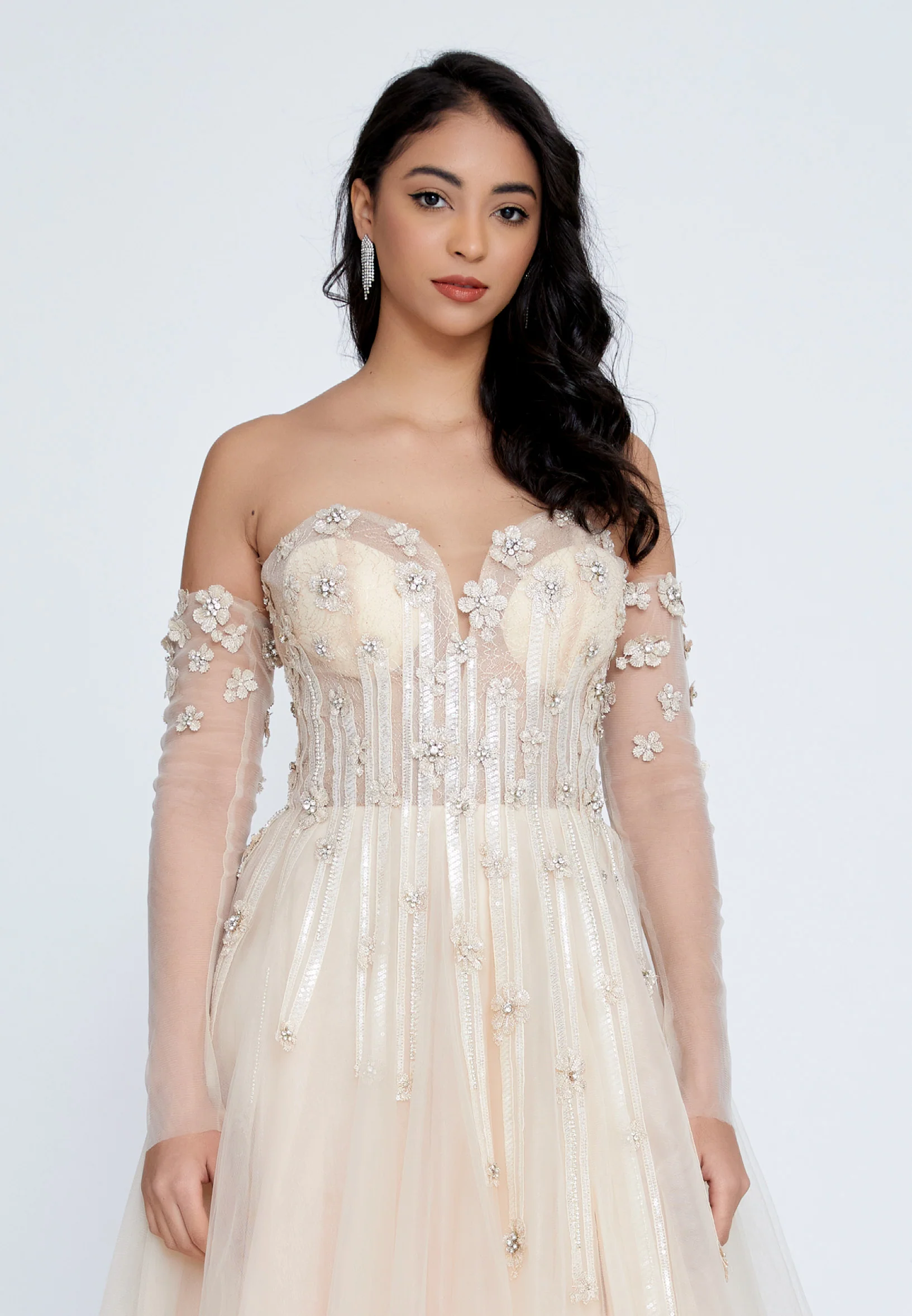 Off Shoulder Maxi Tulle A - Line Regular Prom Dress omn660 - Image 5