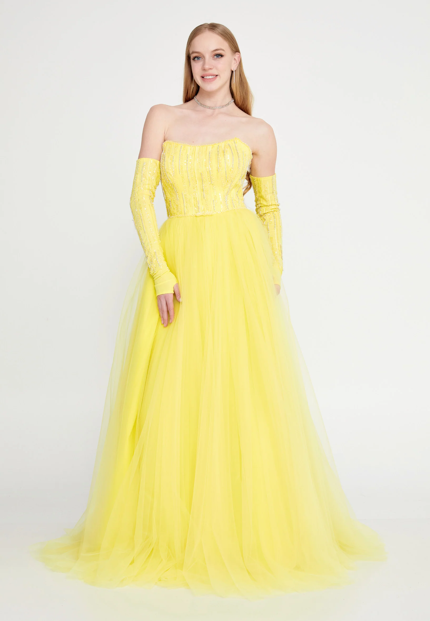 Off Shoulder Maxi Tulle A - Line Regular Prom Dress omn666 - Image 16