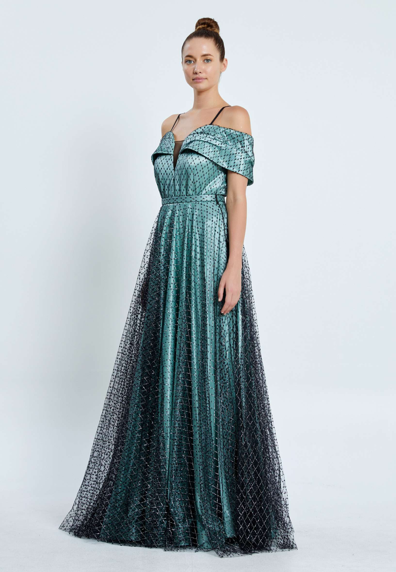 Off Shoulder Maxi Tulle A - Line Regular Prom Dress pnl7032 - Image 11