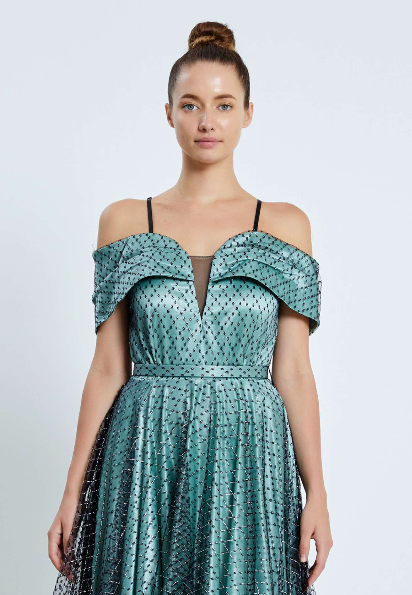 Off Shoulder Maxi Tulle A - Line Regular Prom Dress pnl7032 - Image 12