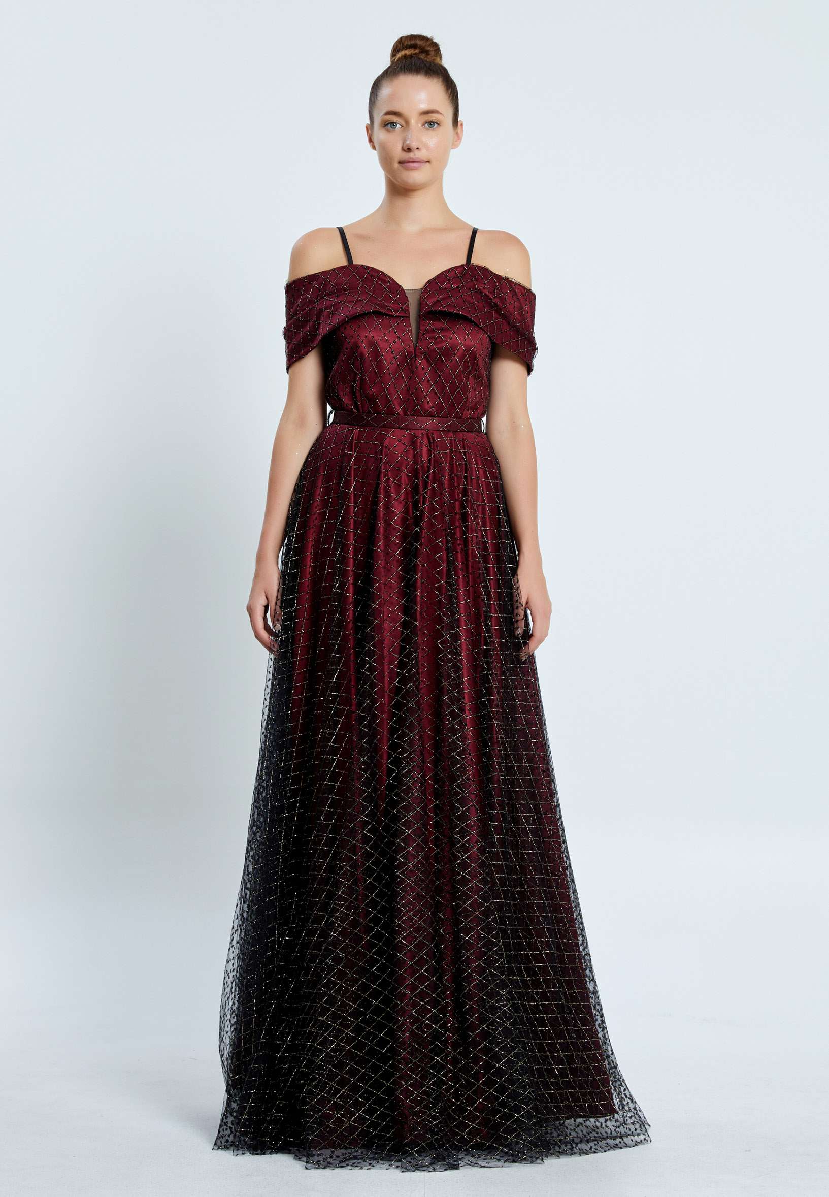 Off Shoulder Maxi Tulle A - Line Regular Prom Dress pnl7032 - Image 13
