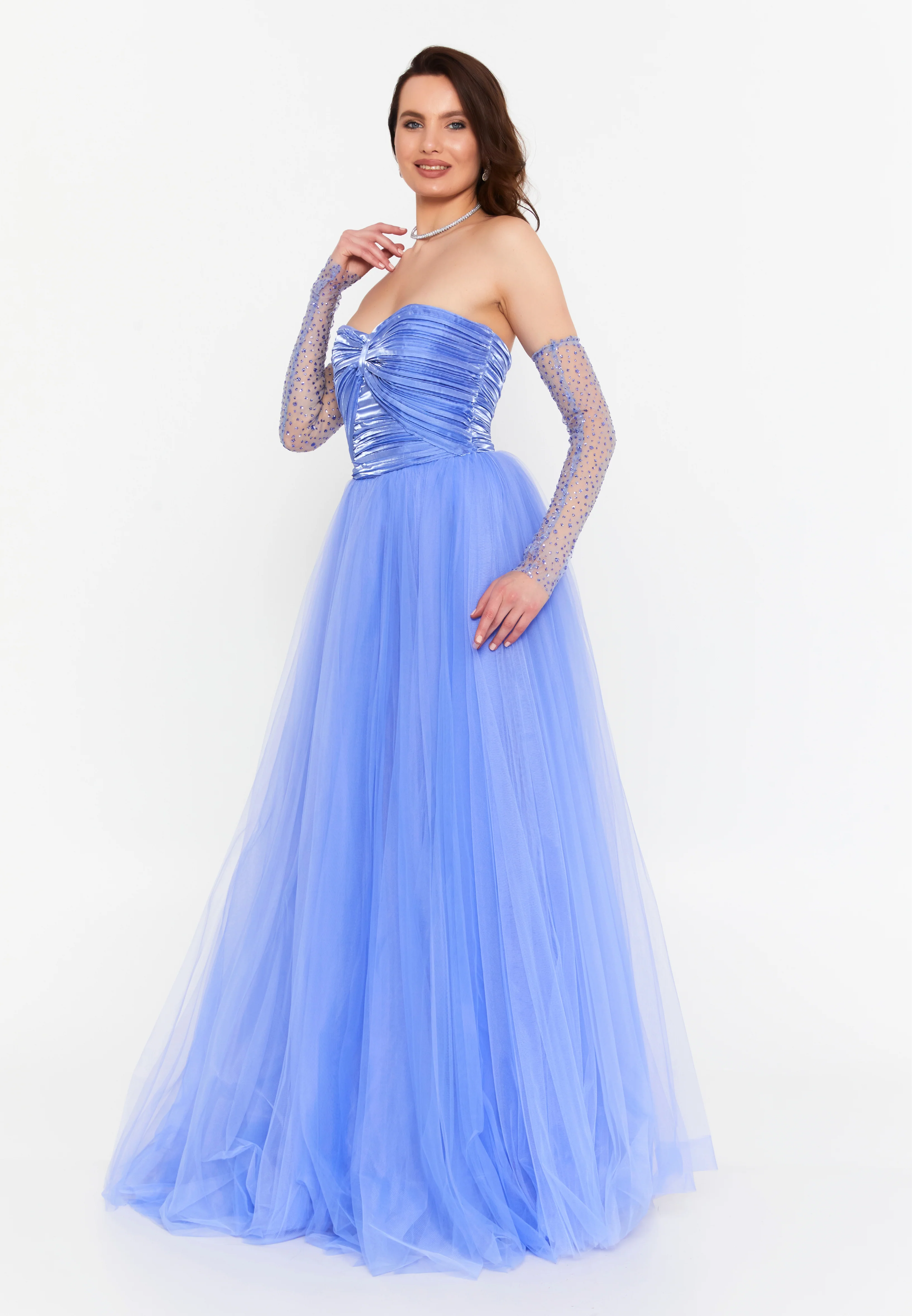 Off Shoulder Maxi Tulle A - Line Regular Prom Dress prl718 - Image 15