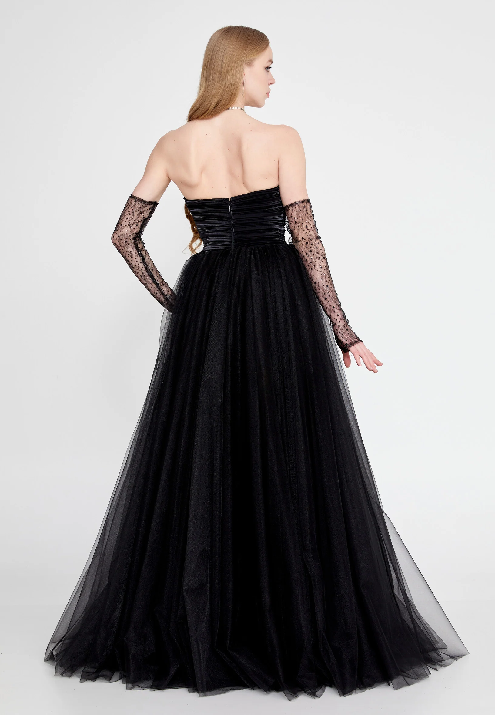 Off Shoulder Maxi Tulle A - Line Regular Prom Dress prl718 - Image 3