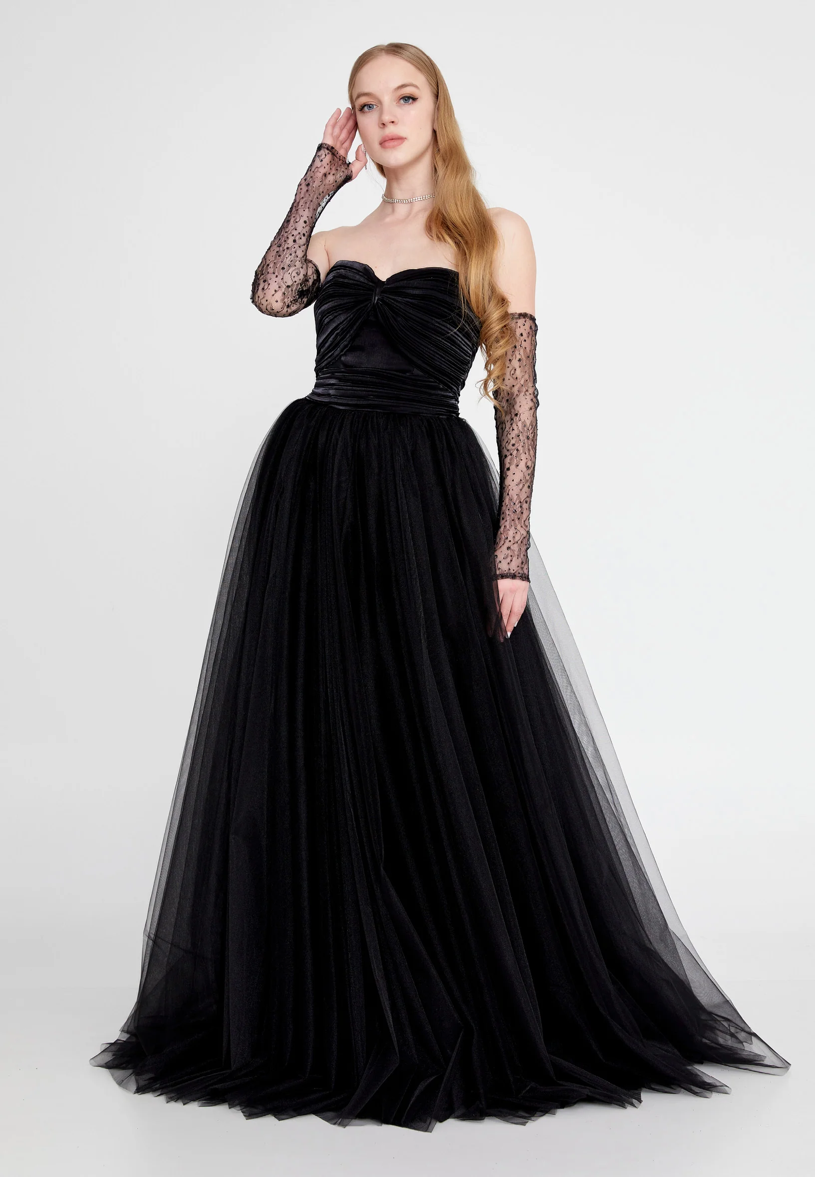 Off Shoulder Maxi Tulle A - Line Regular Prom Dress prl718 - Image 6