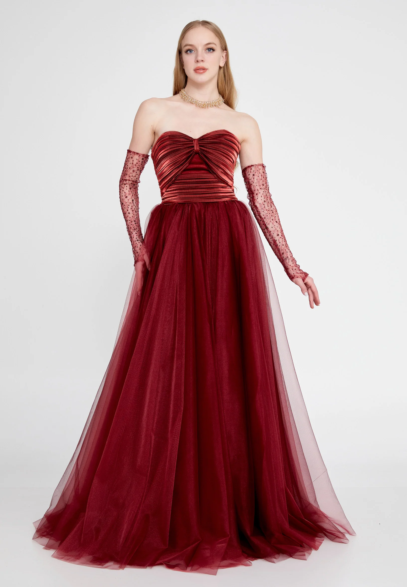 Off Shoulder Maxi Tulle A - Line Regular Prom Dress prl718 - Image 7