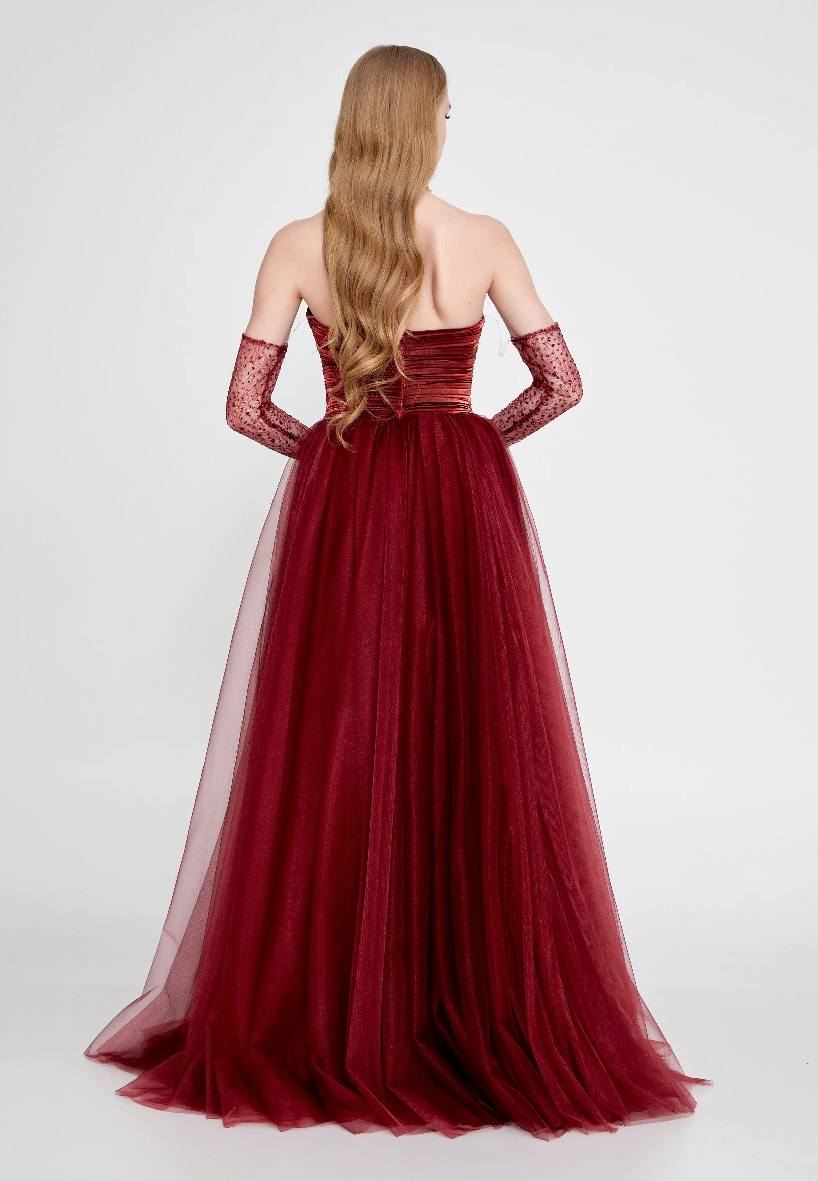Off Shoulder Maxi Tulle A - Line Regular Prom Dress prl718 - Image 9