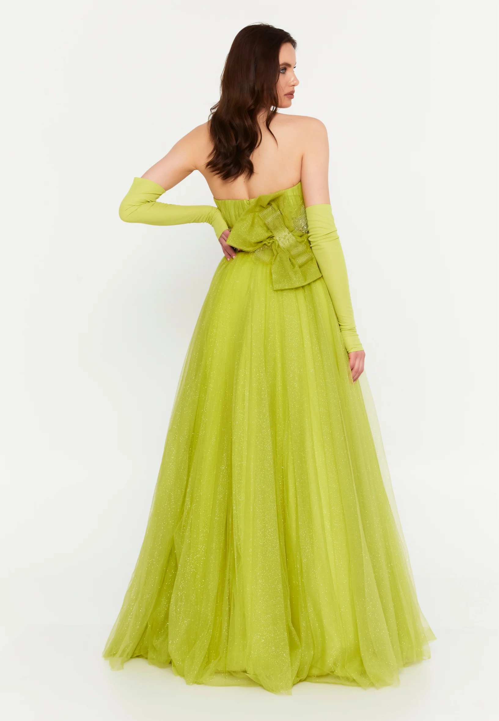 Off Shoulder Maxi Tulle A - Line Regular Prom Dress prl775 - Image 2