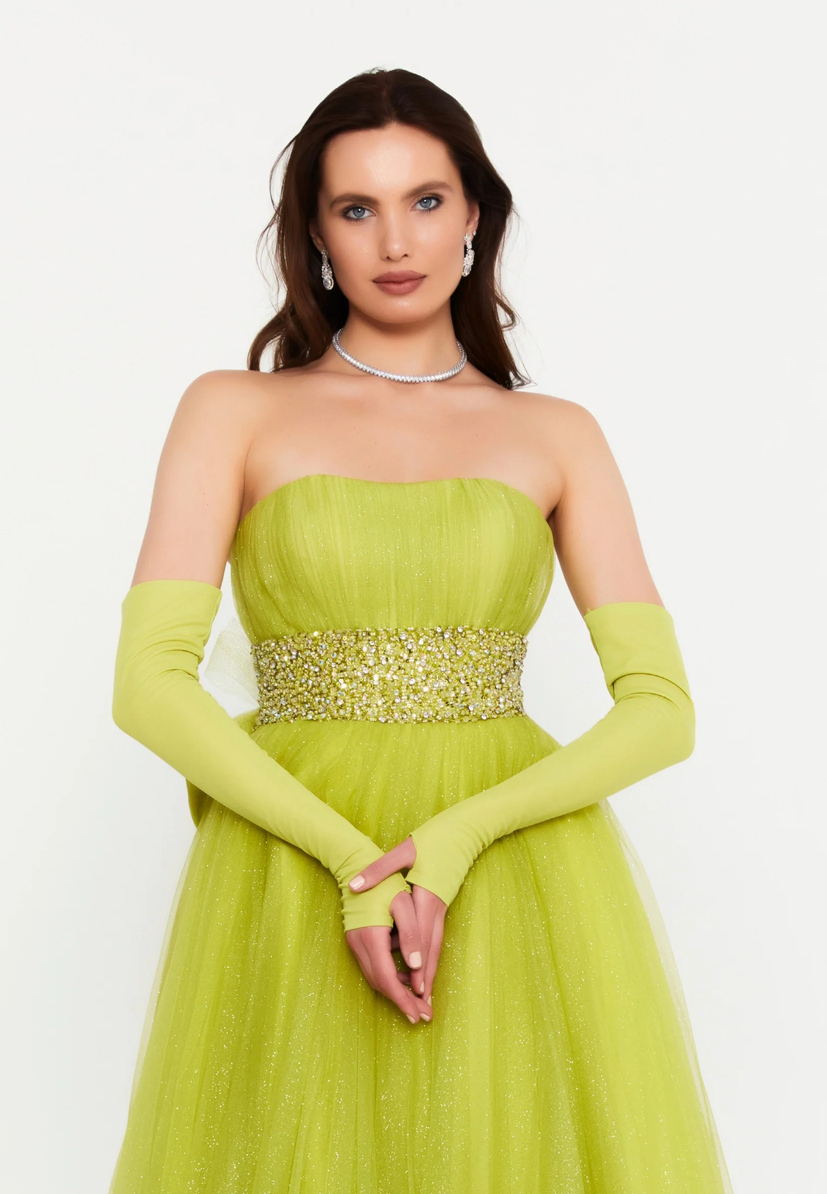 Off Shoulder Maxi Tulle A - Line Regular Prom Dress prl775 - Image 4