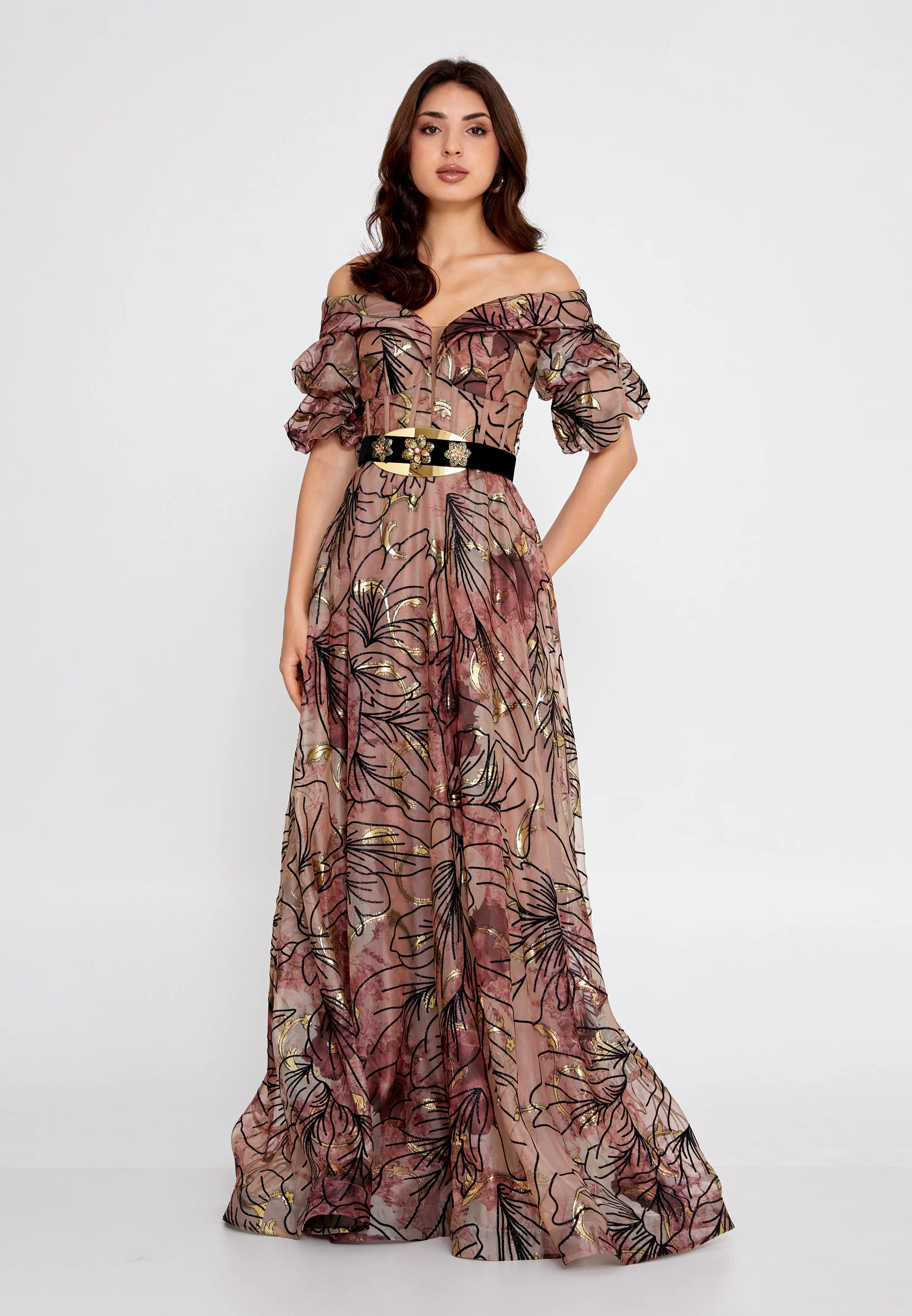 Off Shoulder Maxi Tulle A - Line Regular Prom Dress rmn3030 - Image 13