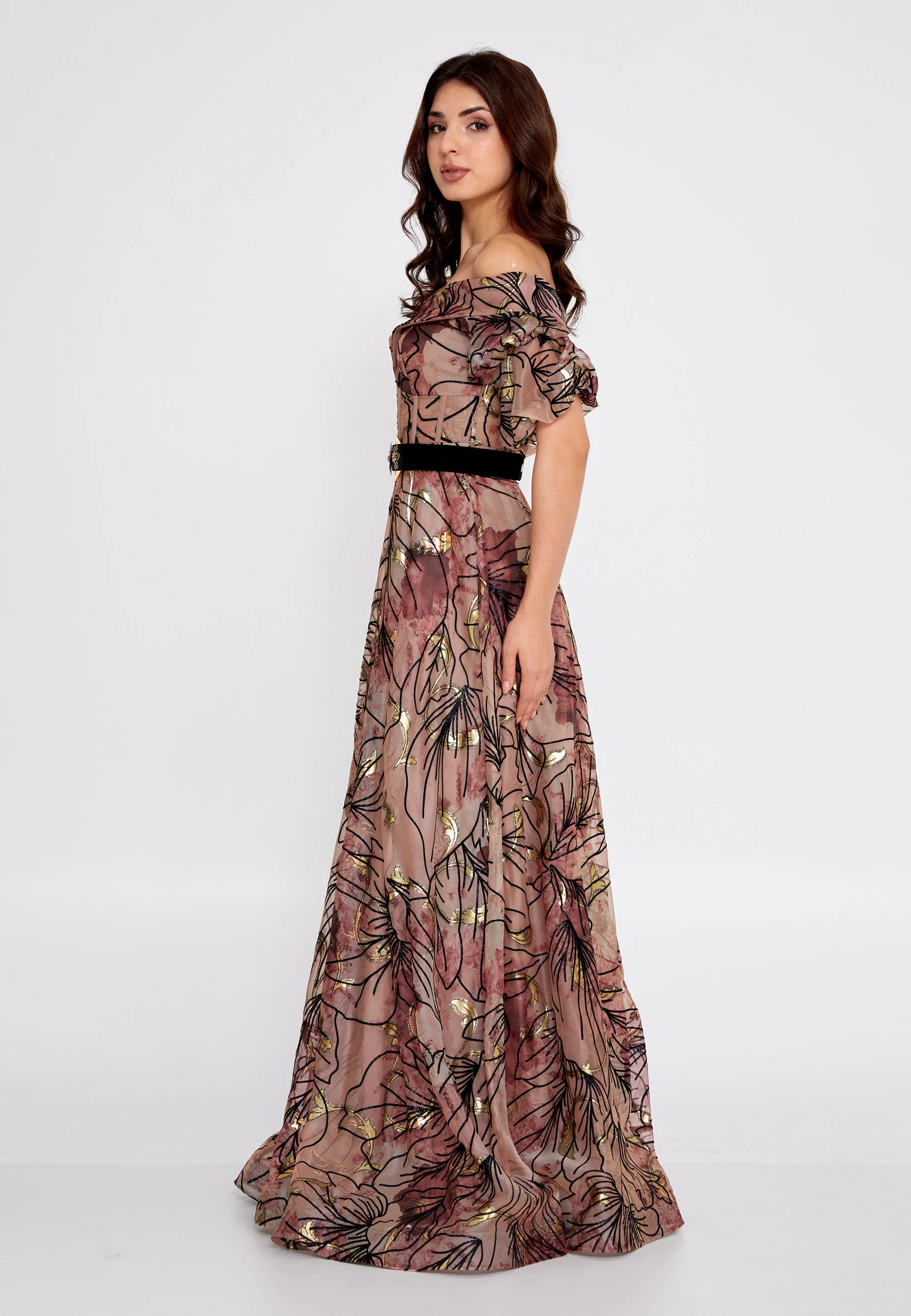 Off Shoulder Maxi Tulle A - Line Regular Prom Dress rmn3030 - Image 15