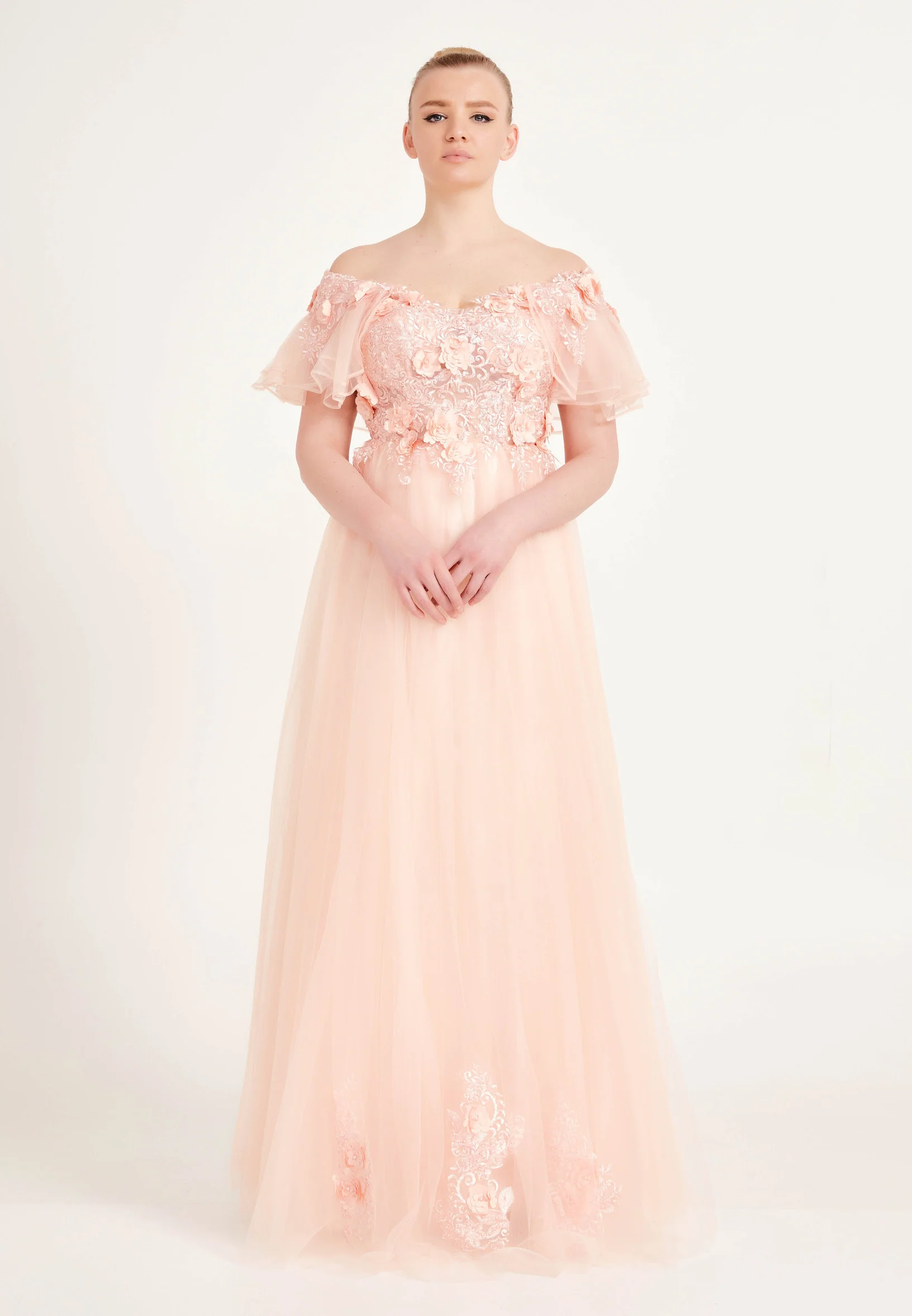 Off Shoulder Maxi Tulle A - Line Regular Prom Dress ses2161