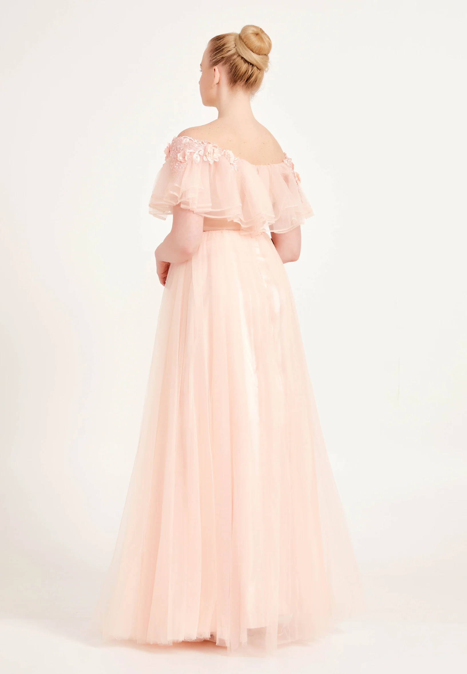 Off Shoulder Maxi Tulle A - Line Regular Prom Dress ses2161 - Image 2
