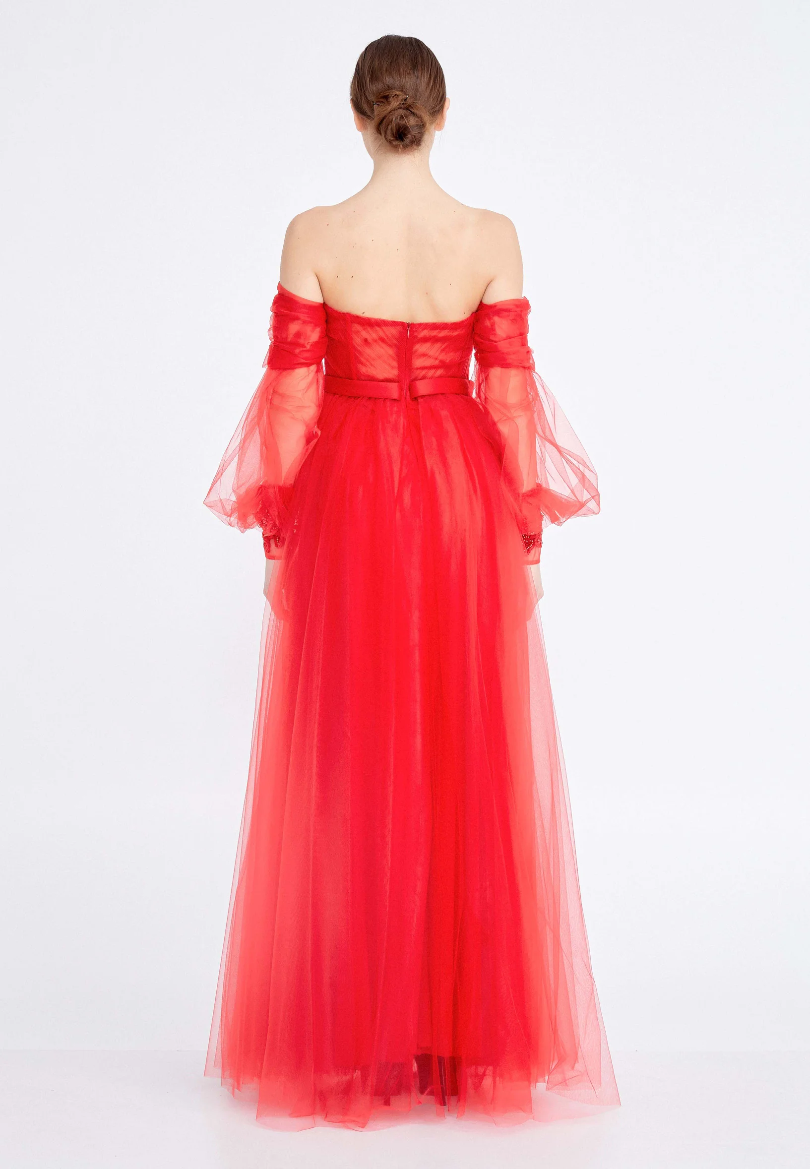 Off Shoulder Maxi Tulle A - Line Regular Prom Dress ses2258 - Image 10