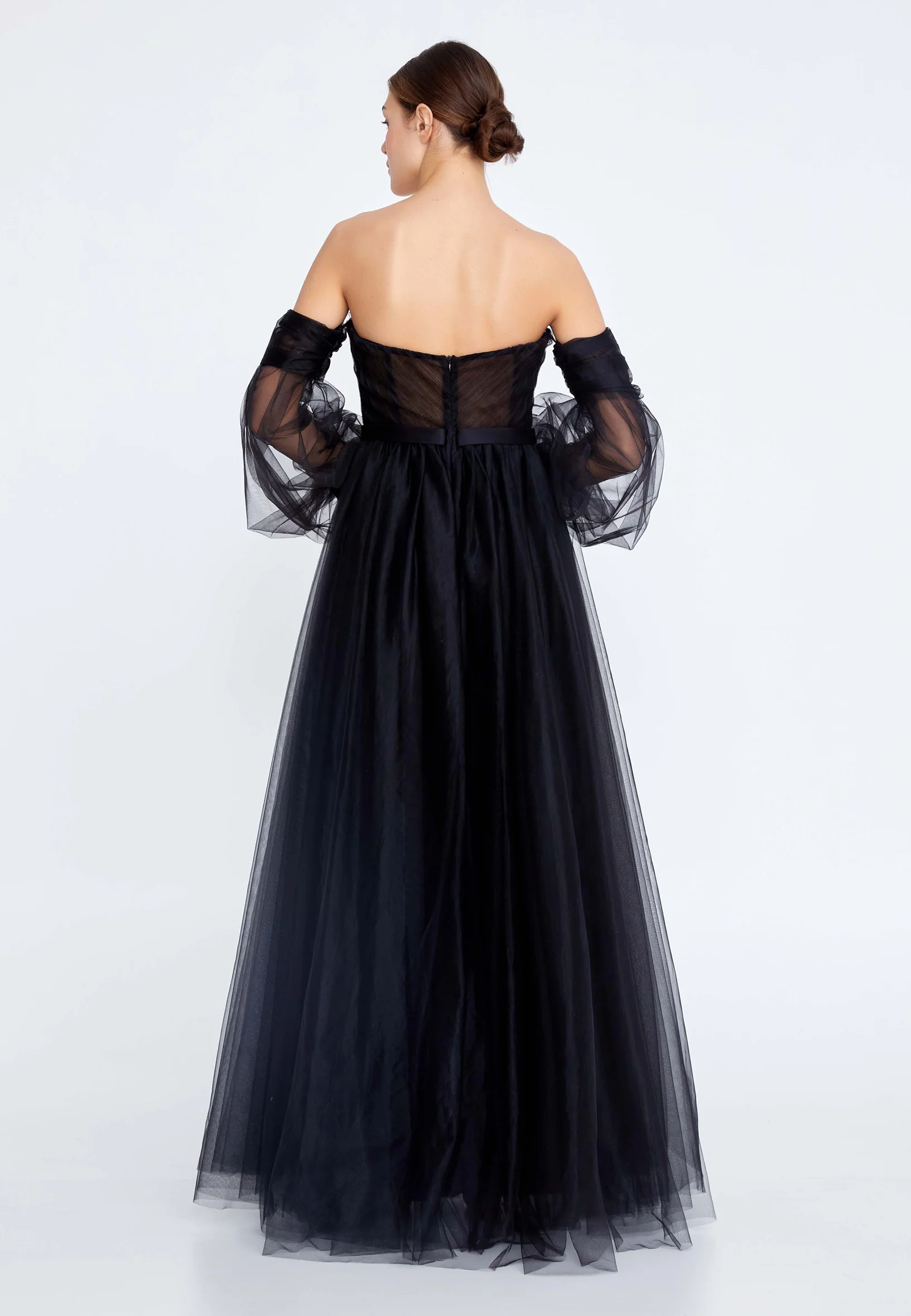 Off Shoulder Maxi Tulle A - Line Regular Prom Dress ses2258 - Image 2