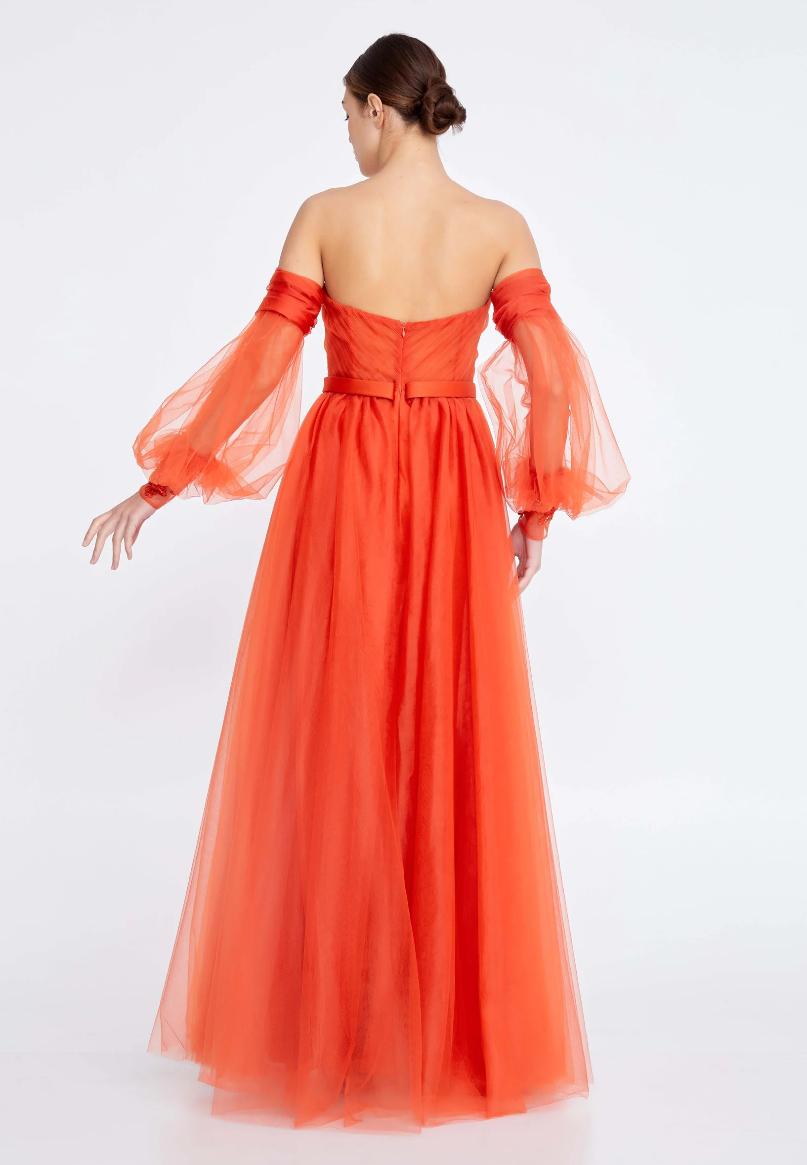 Off Shoulder Maxi Tulle A - Line Regular Prom Dress ses2258 - Image 6