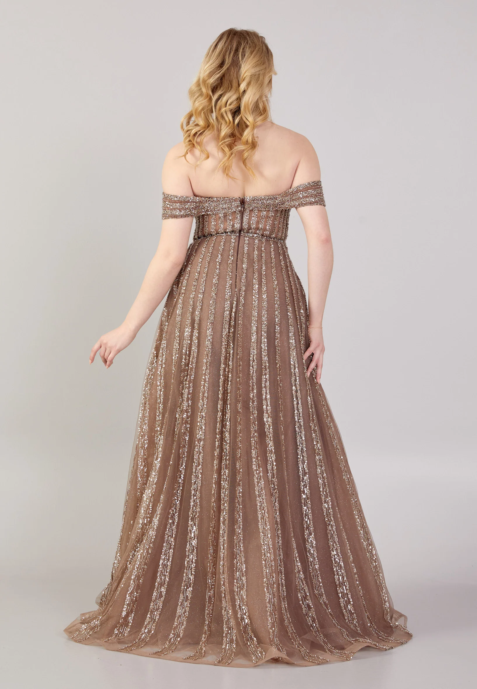 Off Shoulder Maxi Tulle A - Line Regular Wedding Guest Dress mti030110 - Image 2