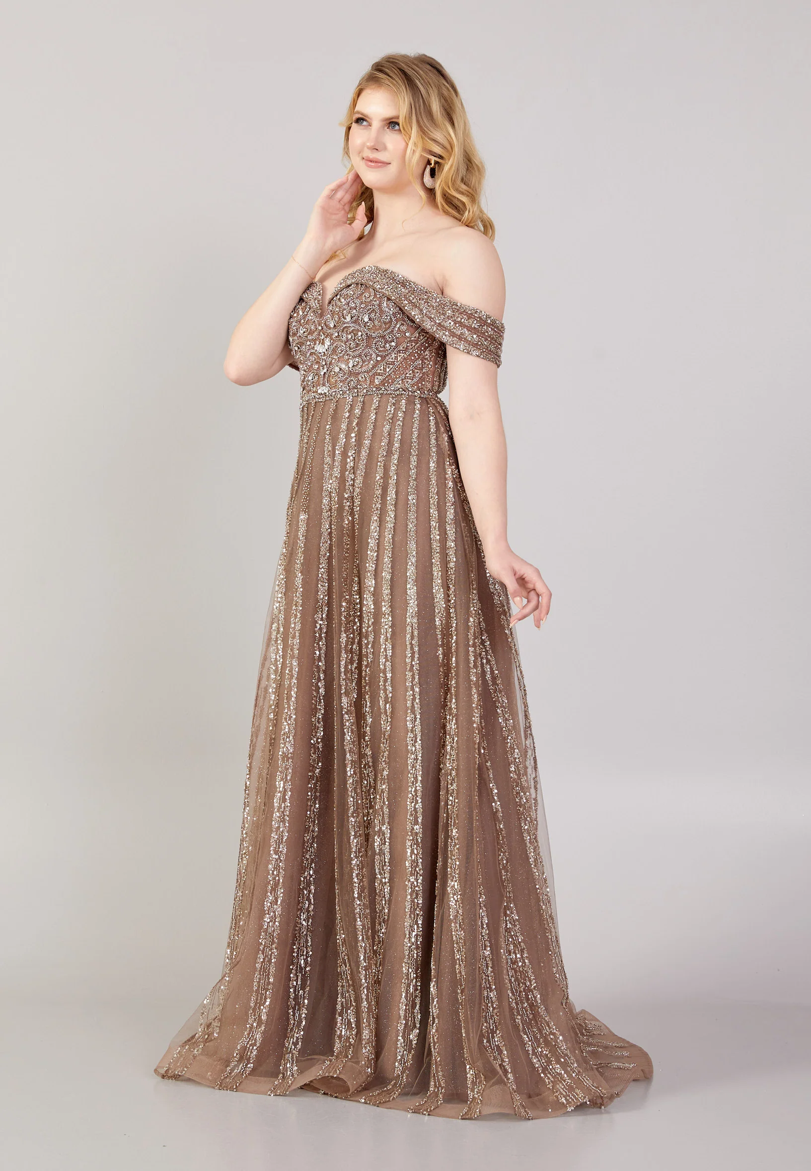 Off Shoulder Maxi Tulle A - Line Regular Wedding Guest Dress mti030110 - Image 3