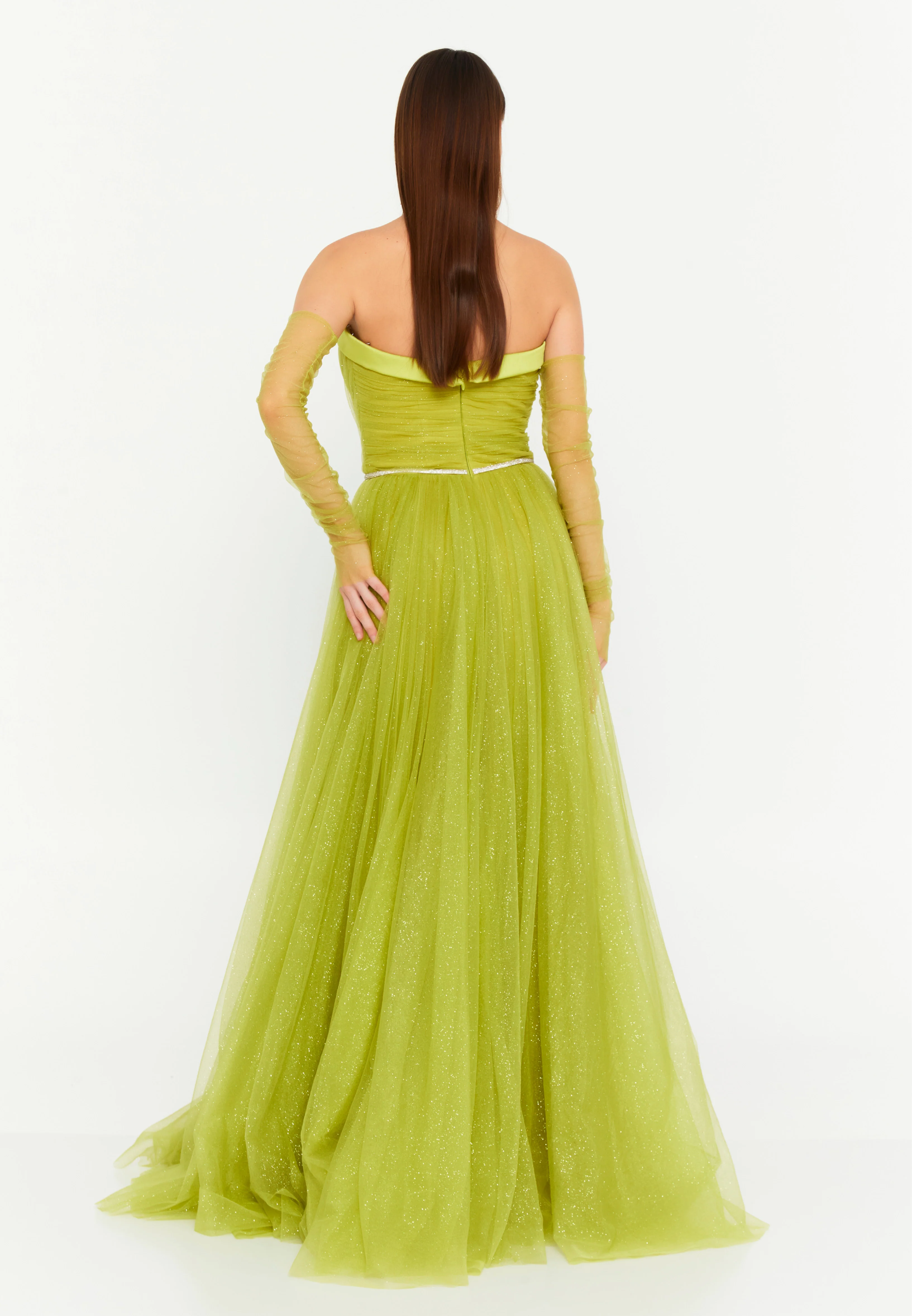 Off Shoulder Maxi Tulle A - Line Regular Wedding Guest Dress prl701 - Image 6