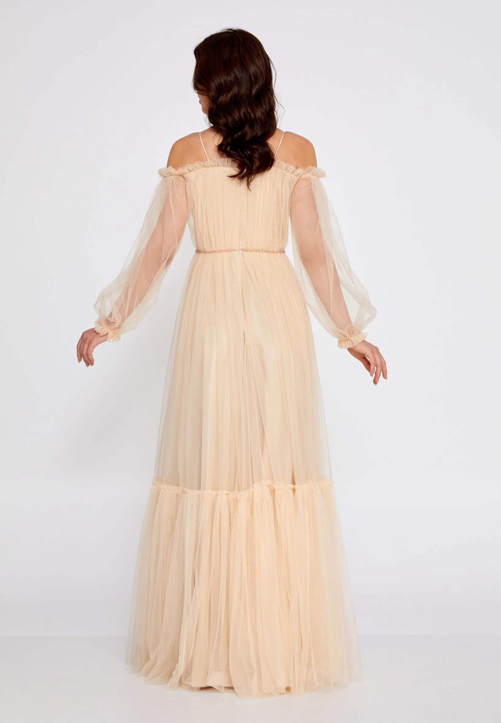 Off Shoulder Maxi Tulle A - Line Regular Wedding Guest Dress rmn2957 - Image 10