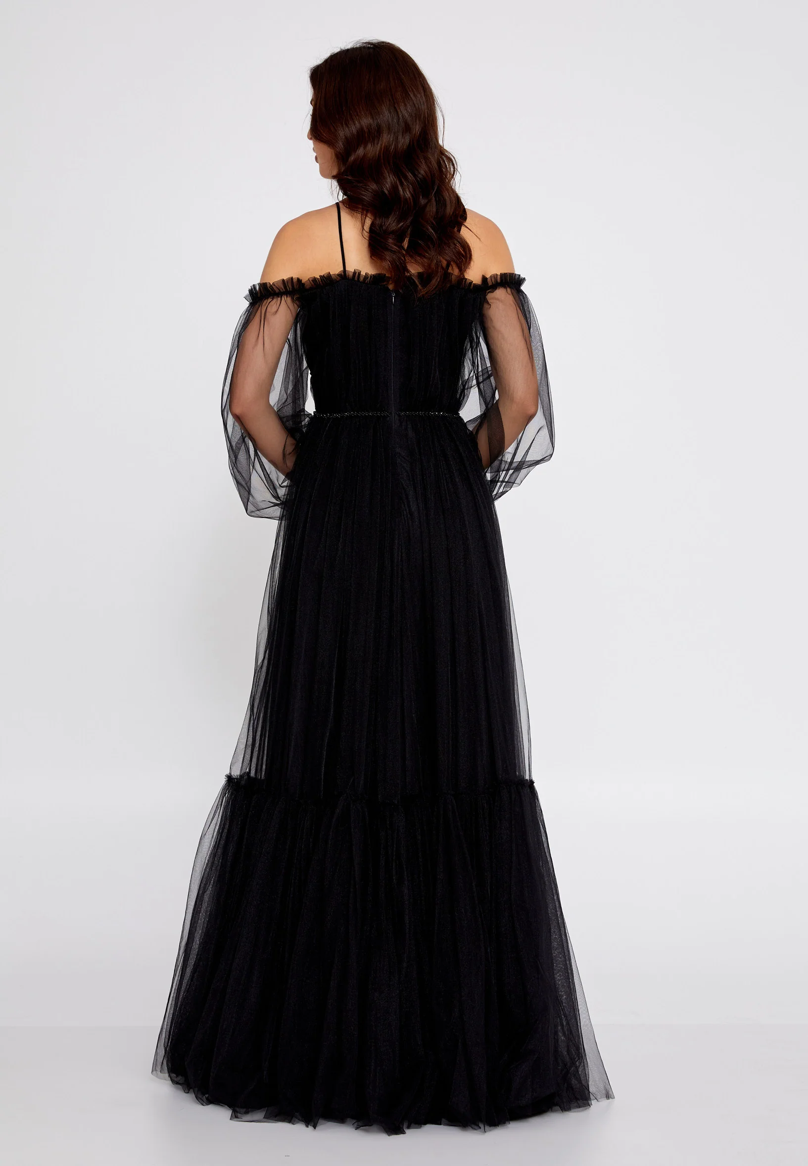 Off Shoulder Maxi Tulle A - Line Regular Wedding Guest Dress rmn2957 - Image 14
