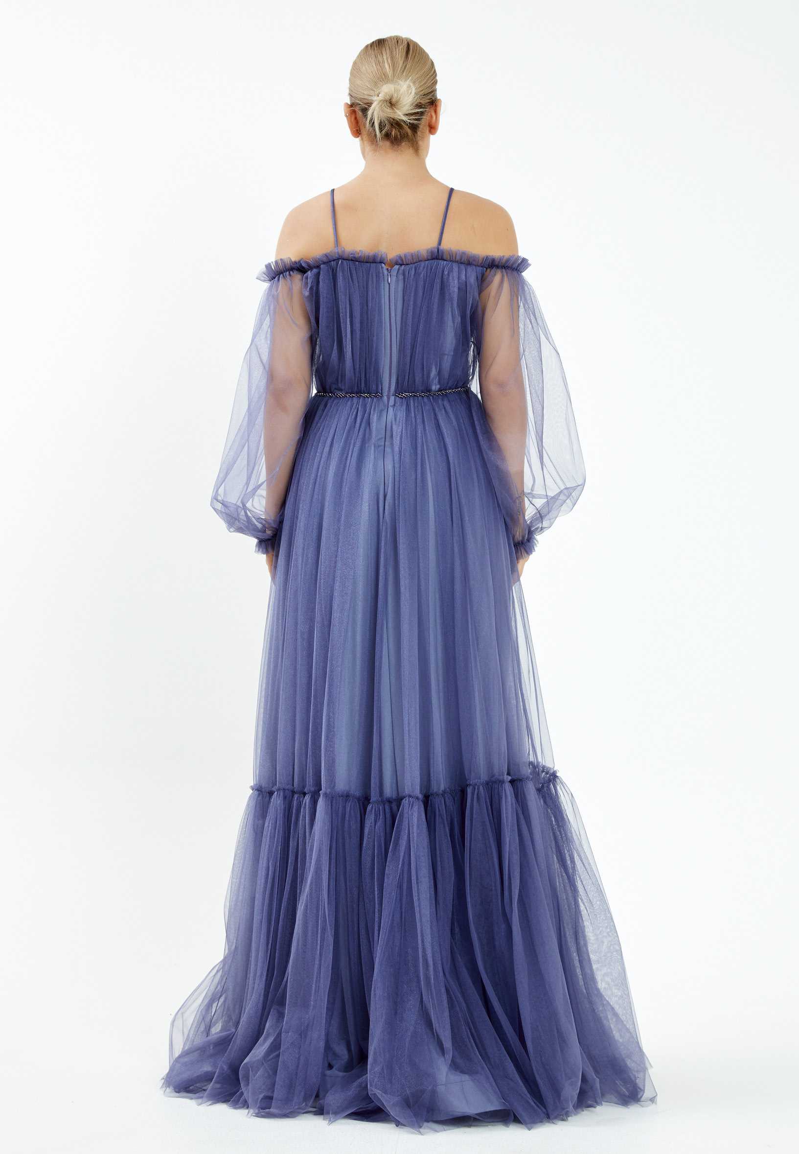 Off Shoulder Maxi Tulle A - Line Regular Wedding Guest Dress rmn2957 - Image 18