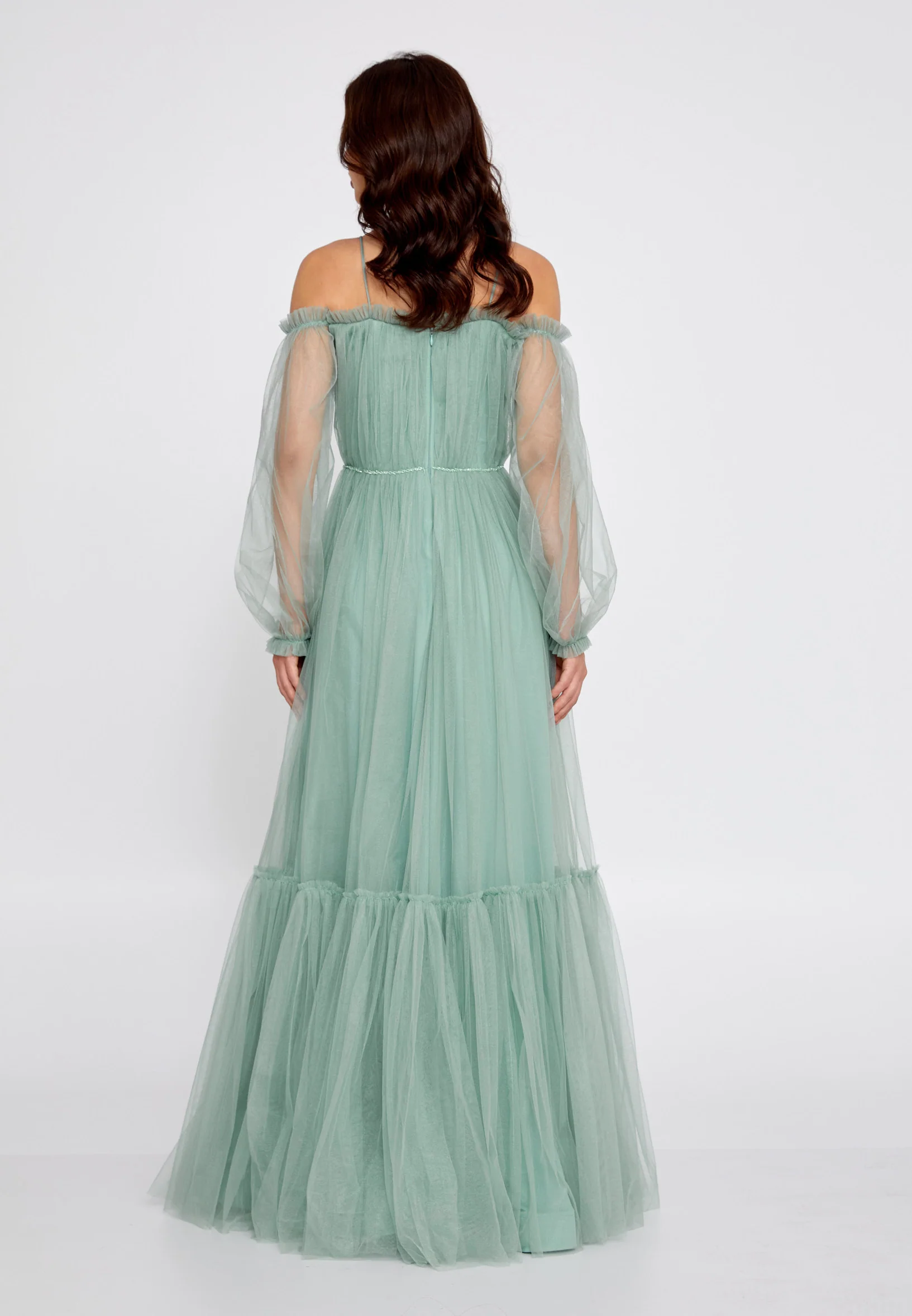 Off Shoulder Maxi Tulle A - Line Regular Wedding Guest Dress rmn2957 - Image 2