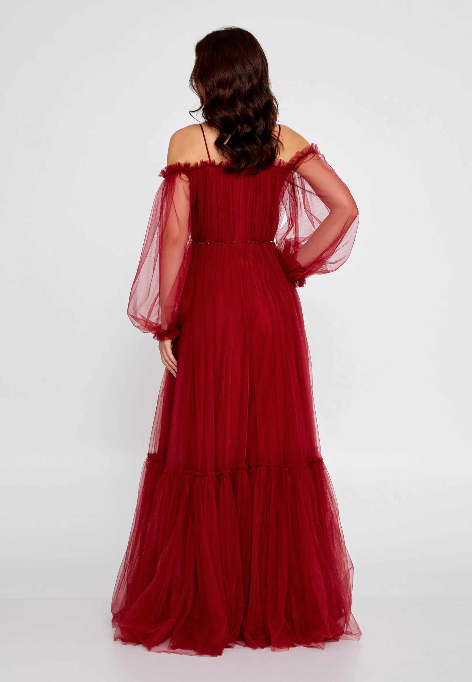 Off Shoulder Maxi Tulle A - Line Regular Wedding Guest Dress rmn2957 - Image 22
