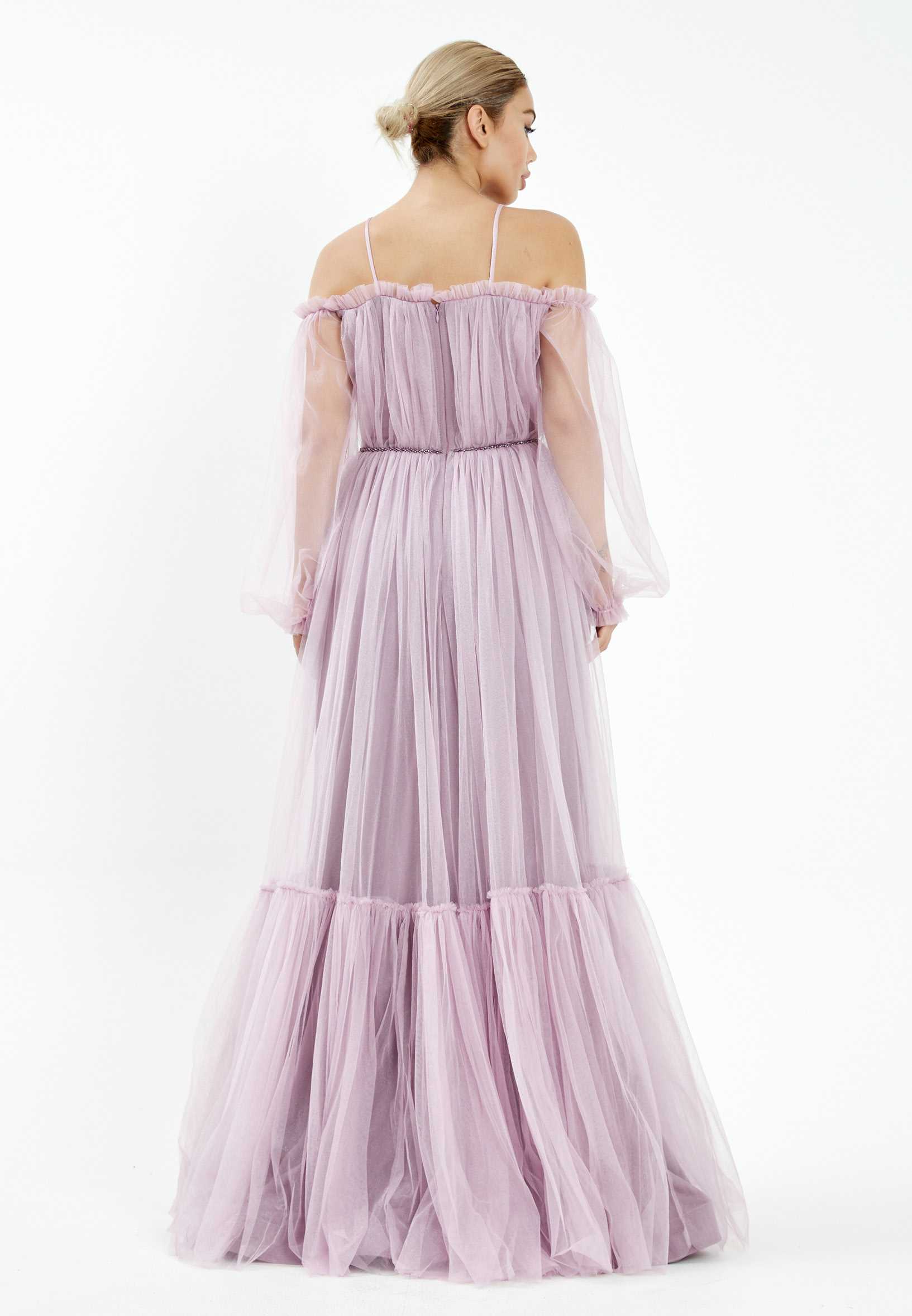 Off Shoulder Maxi Tulle A - Line Regular Wedding Guest Dress rmn2957 - Image 34