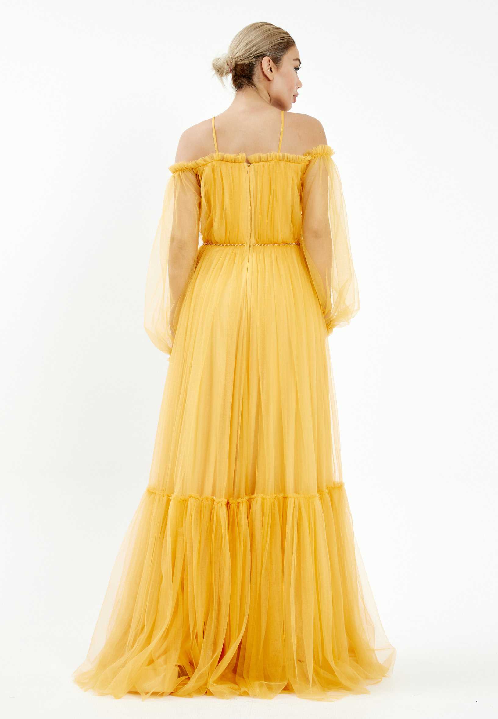 Off Shoulder Maxi Tulle A - Line Regular Wedding Guest Dress rmn2957 - Image 42