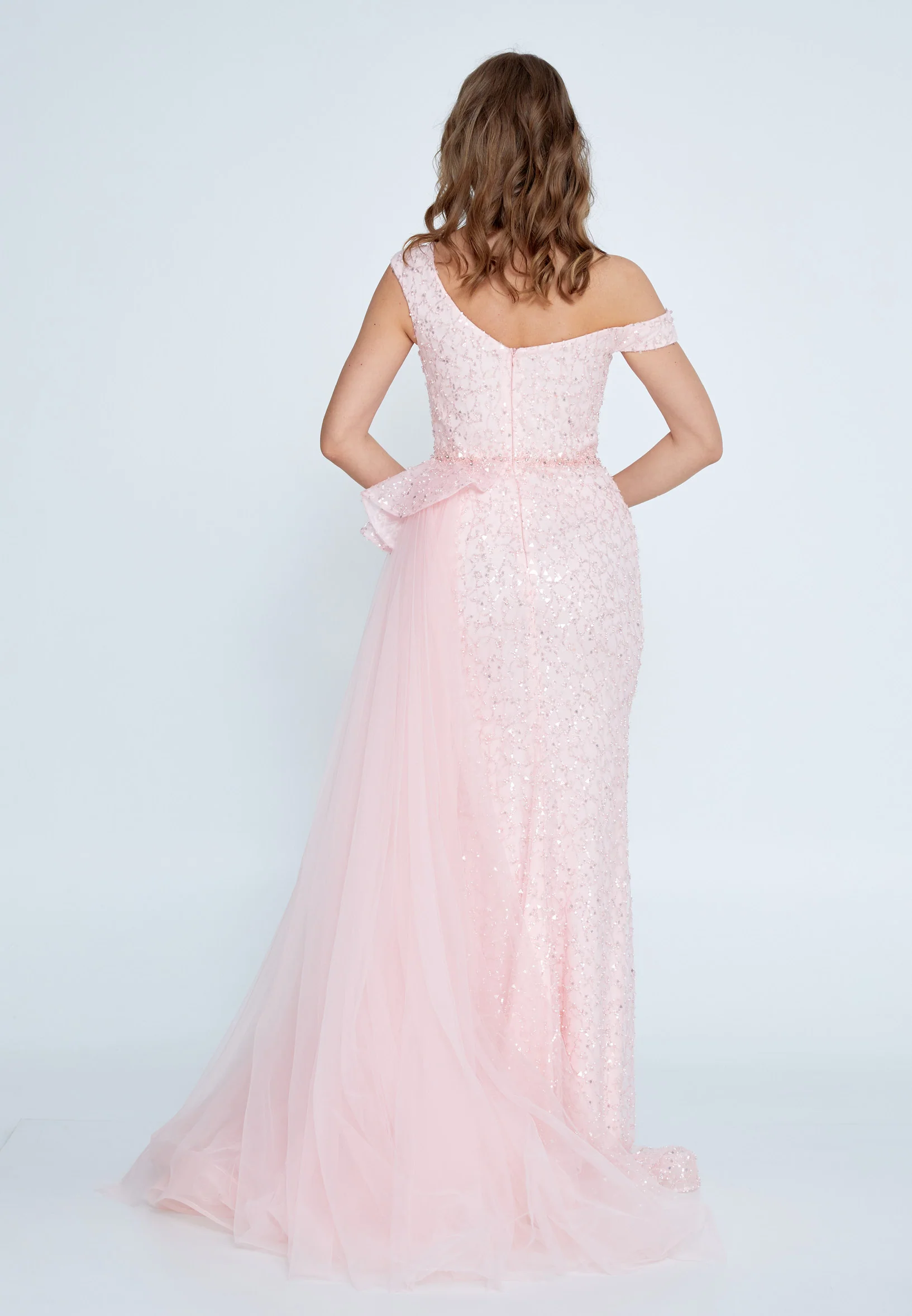 Off Shoulder Maxi Tulle Column Regular Prom Dress mti0603 - Image 6